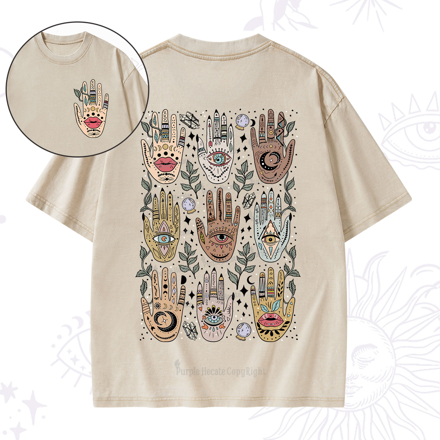 Purplehecate Helping Hands Washed T-Shirt