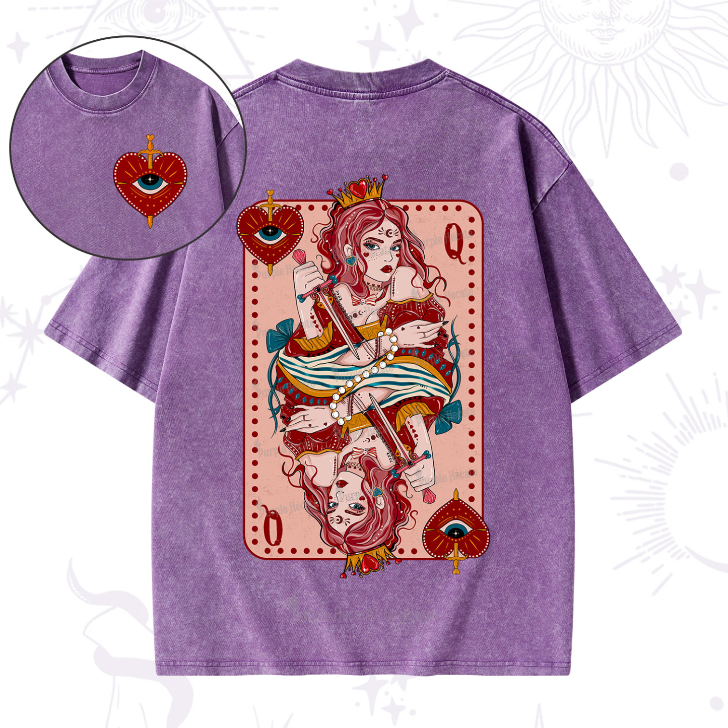 Purplehecate Queen of Hearts Washed T-Shirt