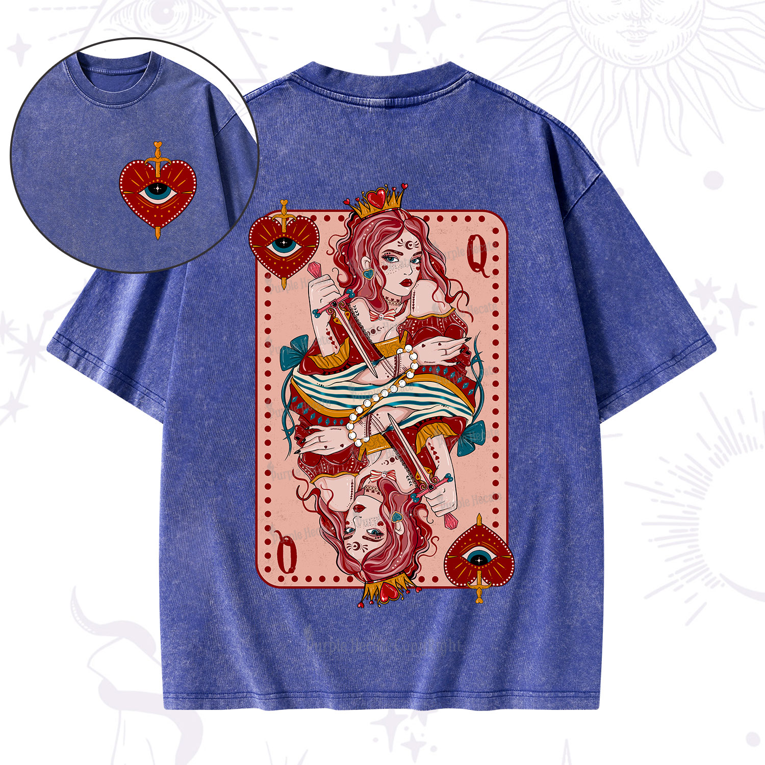 Purplehecate Queen of Hearts Washed T-Shirt