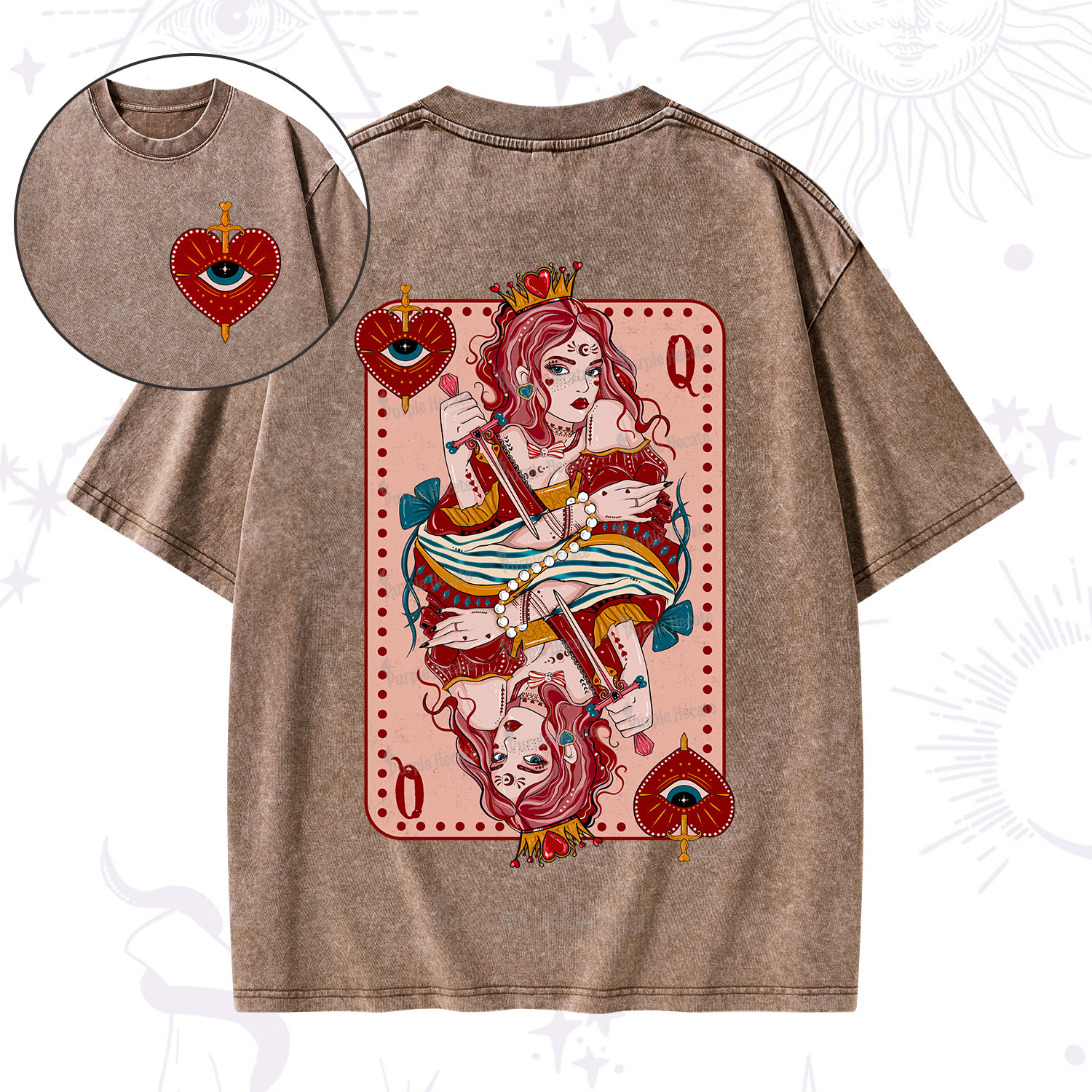 Purplehecate Queen of Hearts Washed T-Shirt