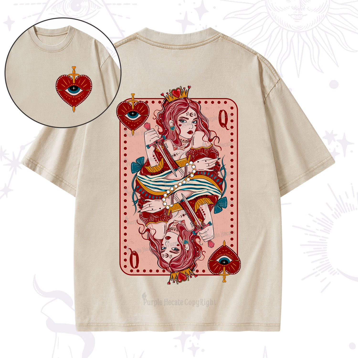 Purplehecate Queen of Hearts Washed T-Shirt