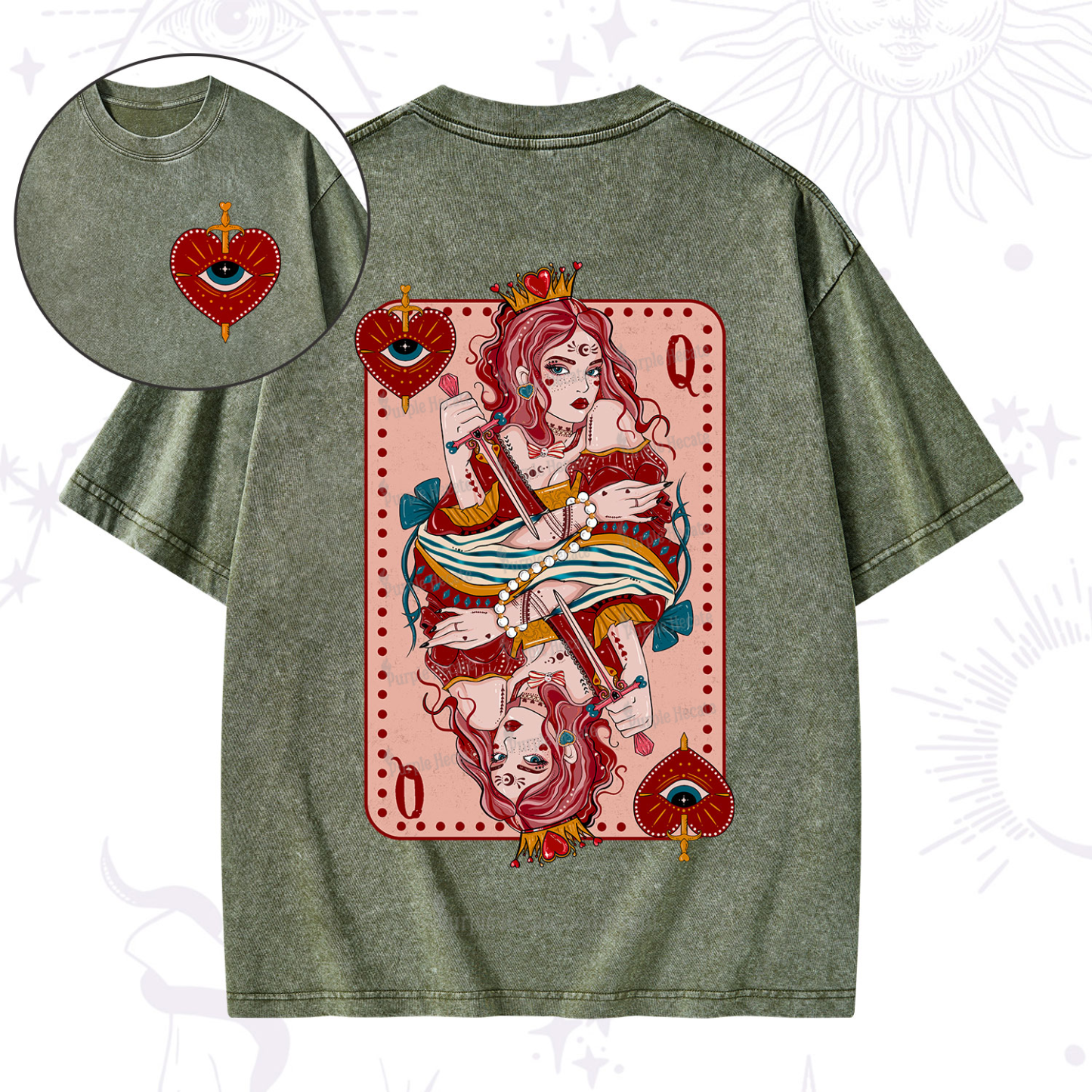 Purplehecate Queen of Hearts Washed T-Shirt