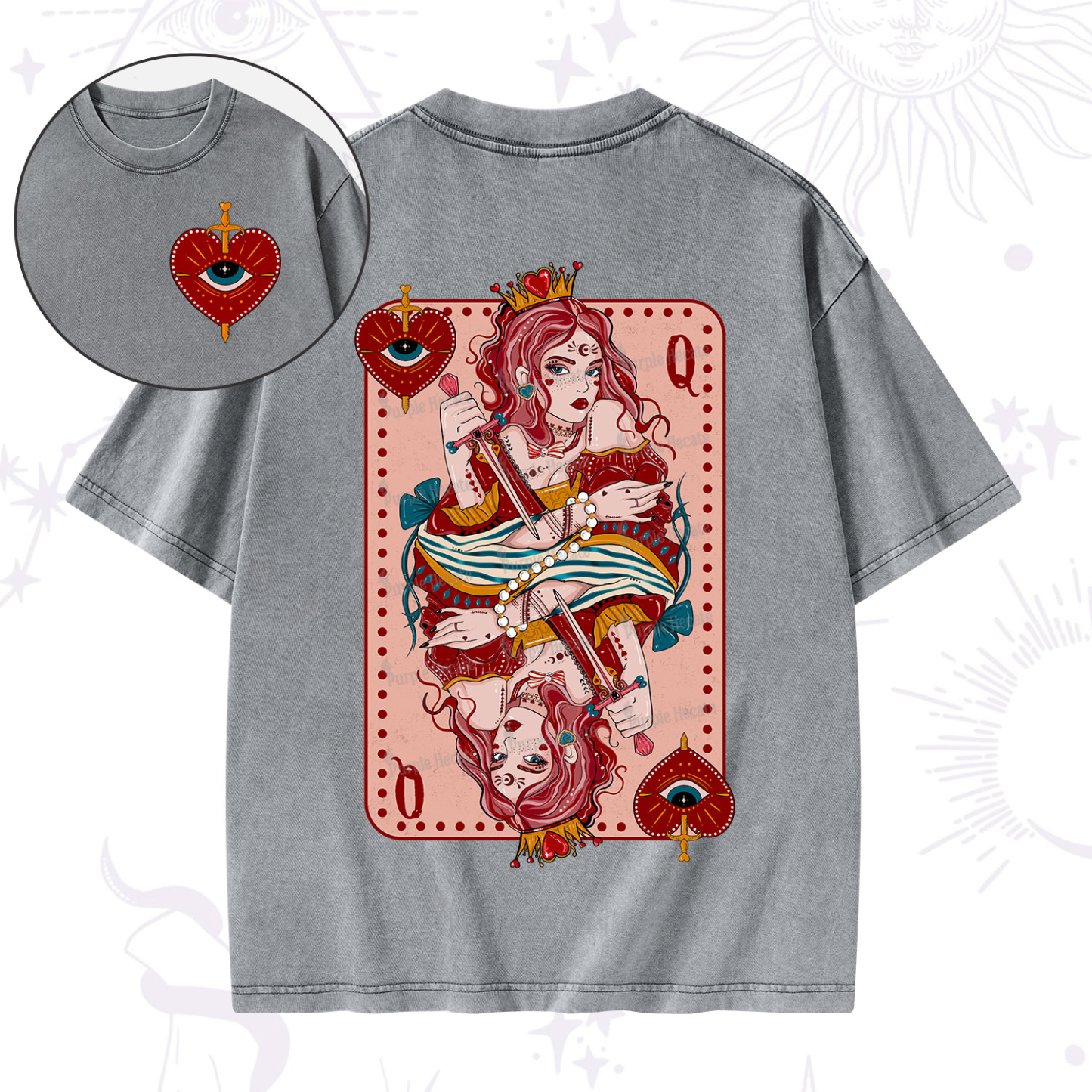 Purplehecate Queen of Hearts Washed T-Shirt