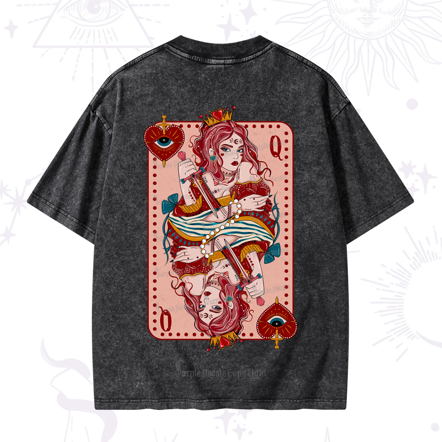 Purplehecate Queen of Hearts Washed T-Shirt