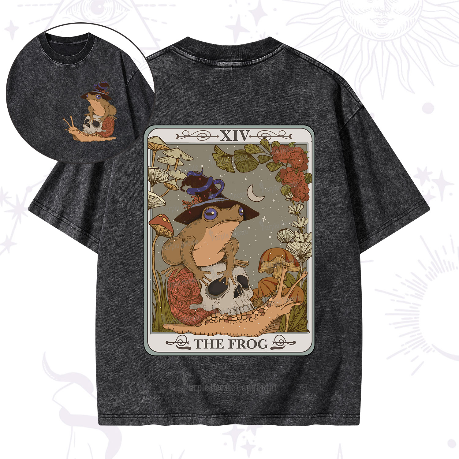 Purplehecate The Frog Tarot Washed T-Shirt