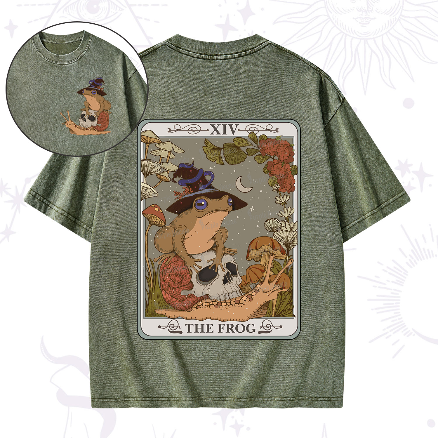 Purplehecate The Frog Tarot Washed T-Shirt