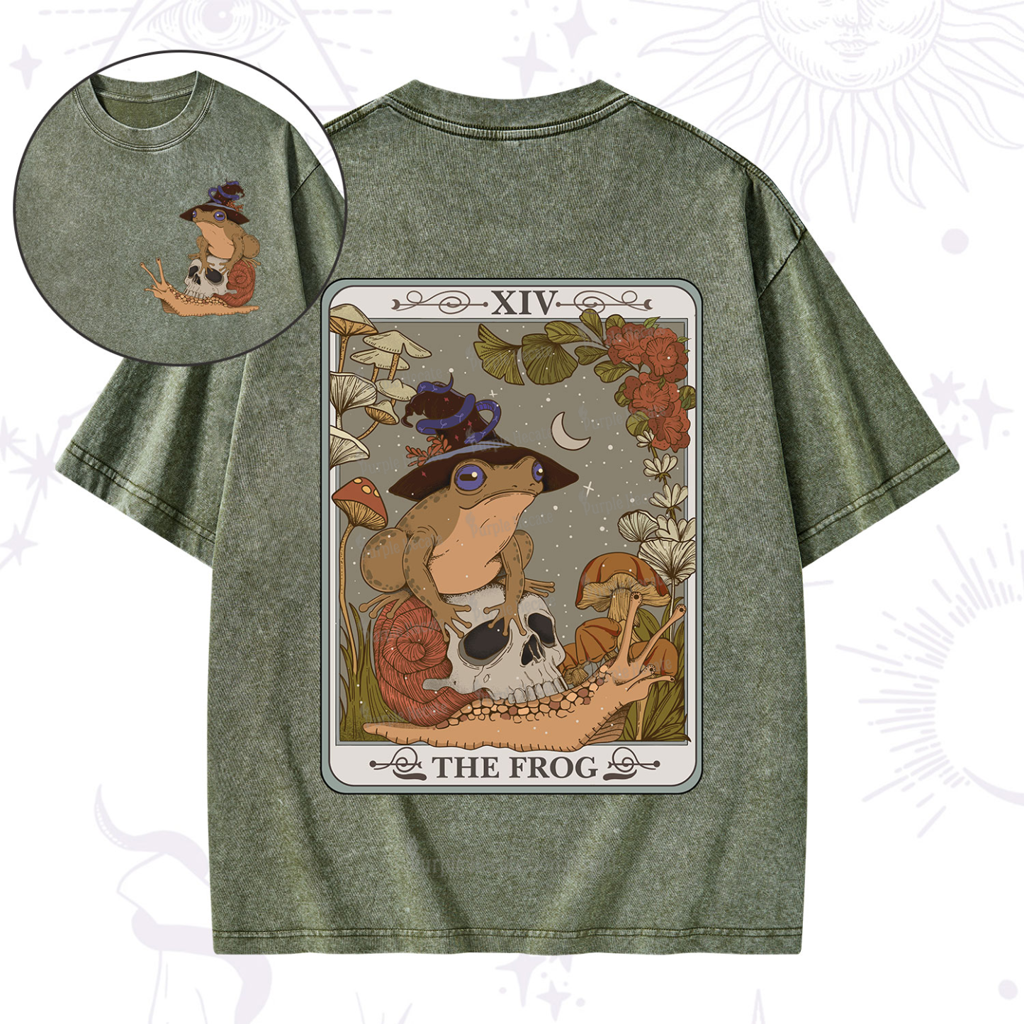 Purplehecate The Frog Tarot Washed T-Shirt