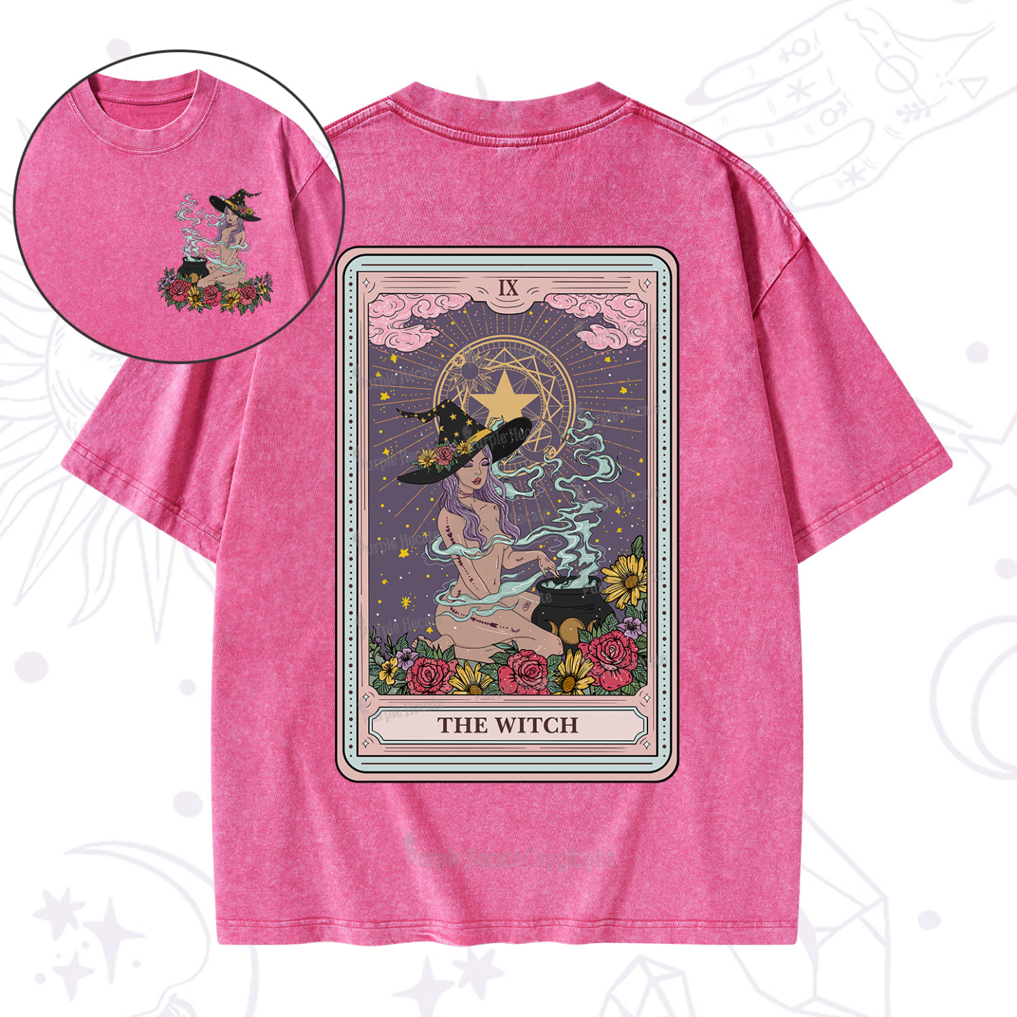 Purplehecate The Witch Tarot Washed T-Shirt