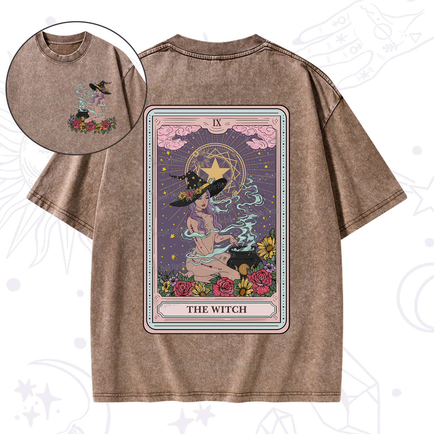 Purplehecate The Witch Tarot Washed T-Shirt