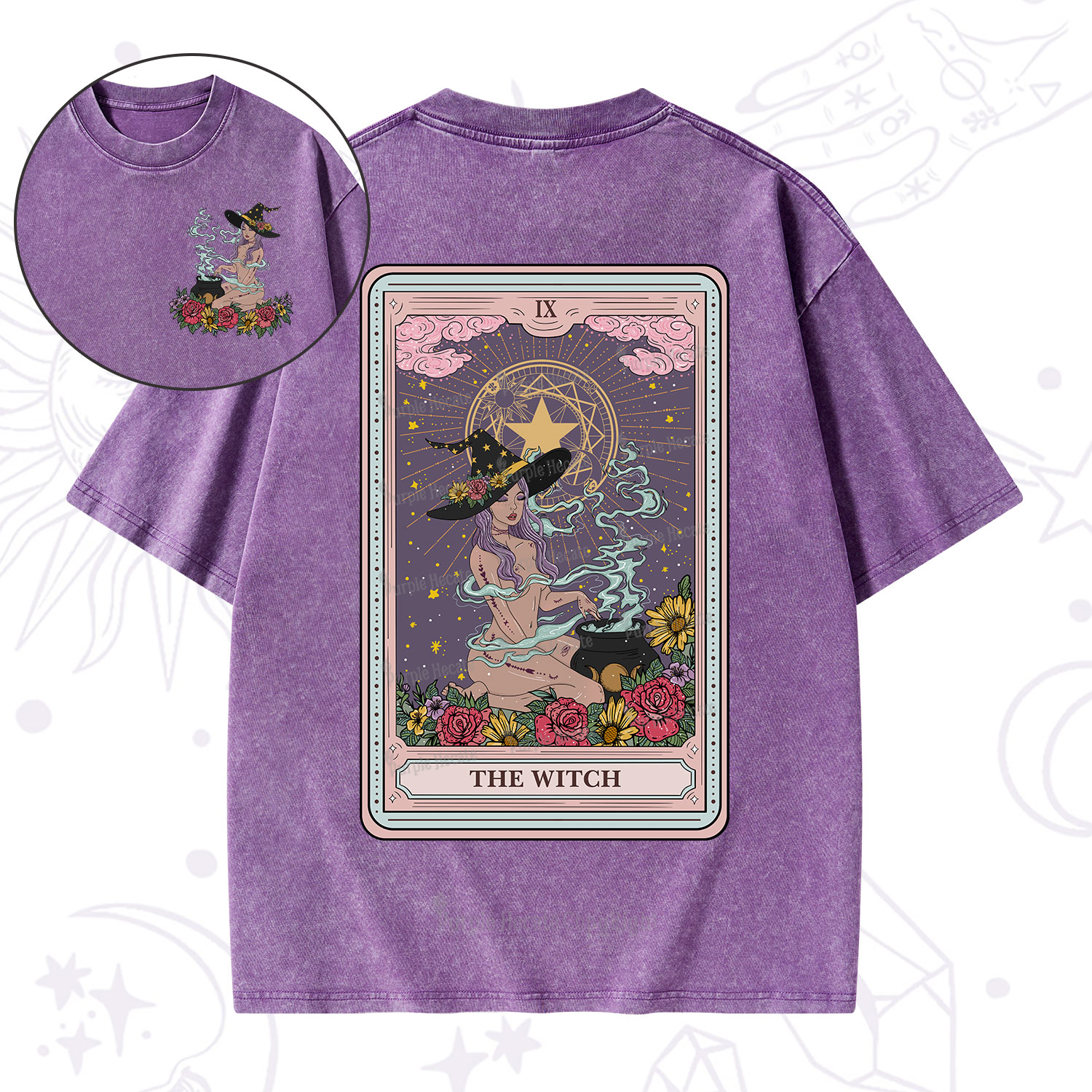Purplehecate The Witch Tarot Washed T-Shirt