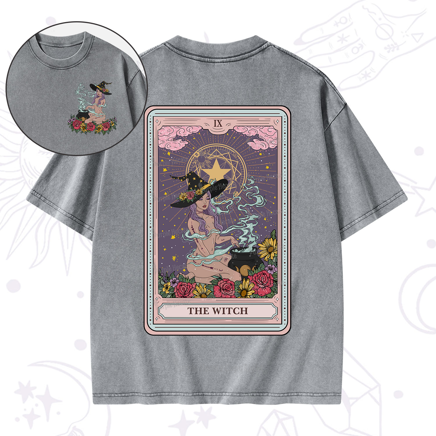 Purplehecate The Witch Tarot Washed T-Shirt