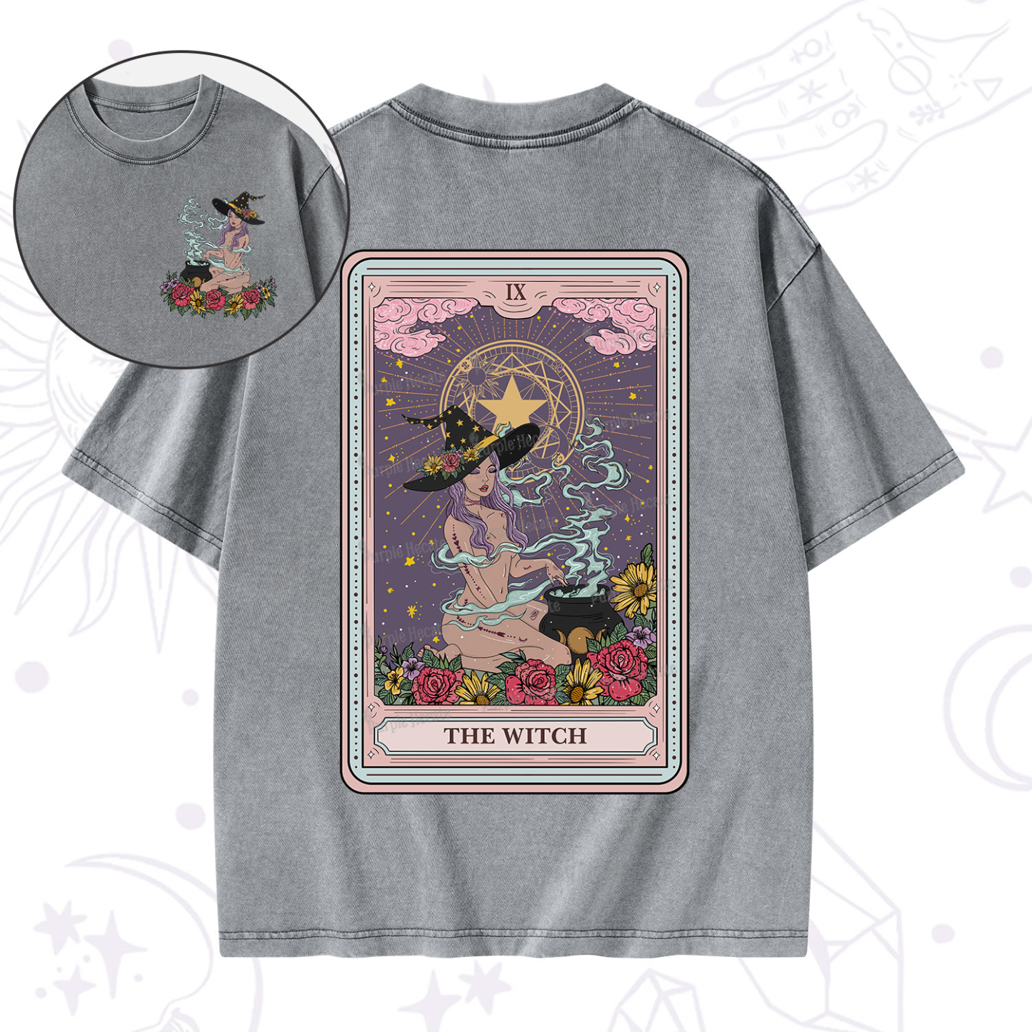 Purplehecate The Witch Tarot Washed T-Shirt