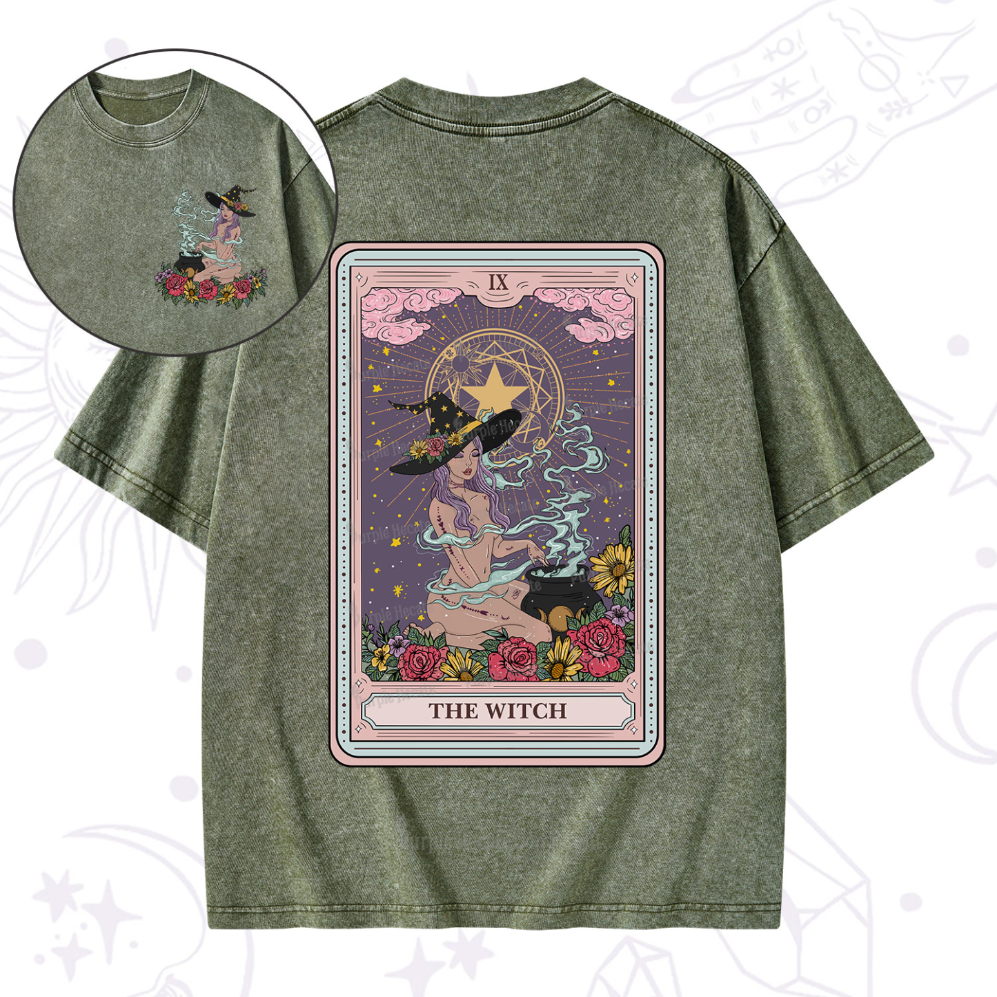 Purplehecate The Witch Tarot Washed T-Shirt