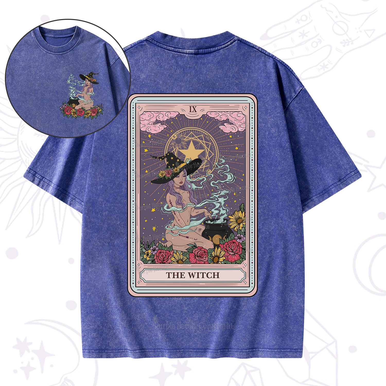 Purplehecate The Witch Tarot Washed T-Shirt
