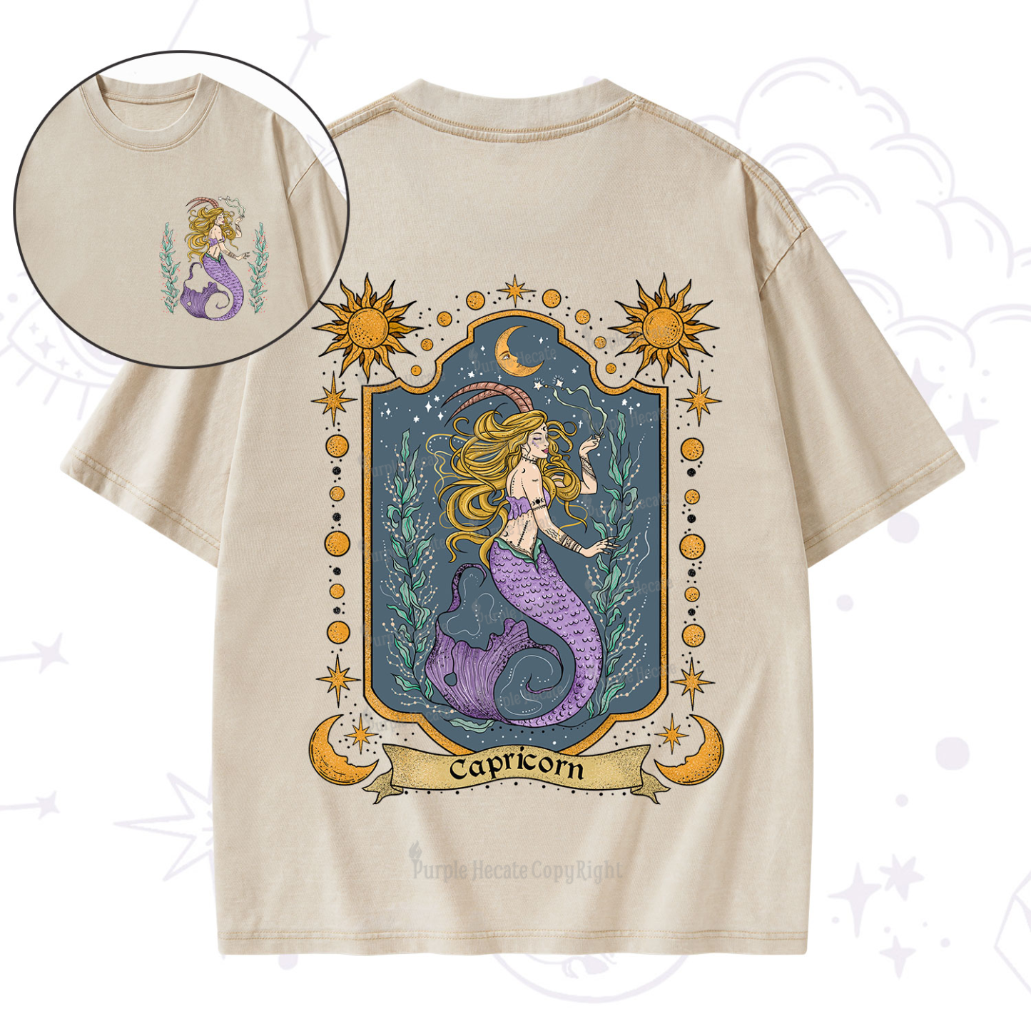 Purplehecate Capricorn Zodiac Washed T-Shirt