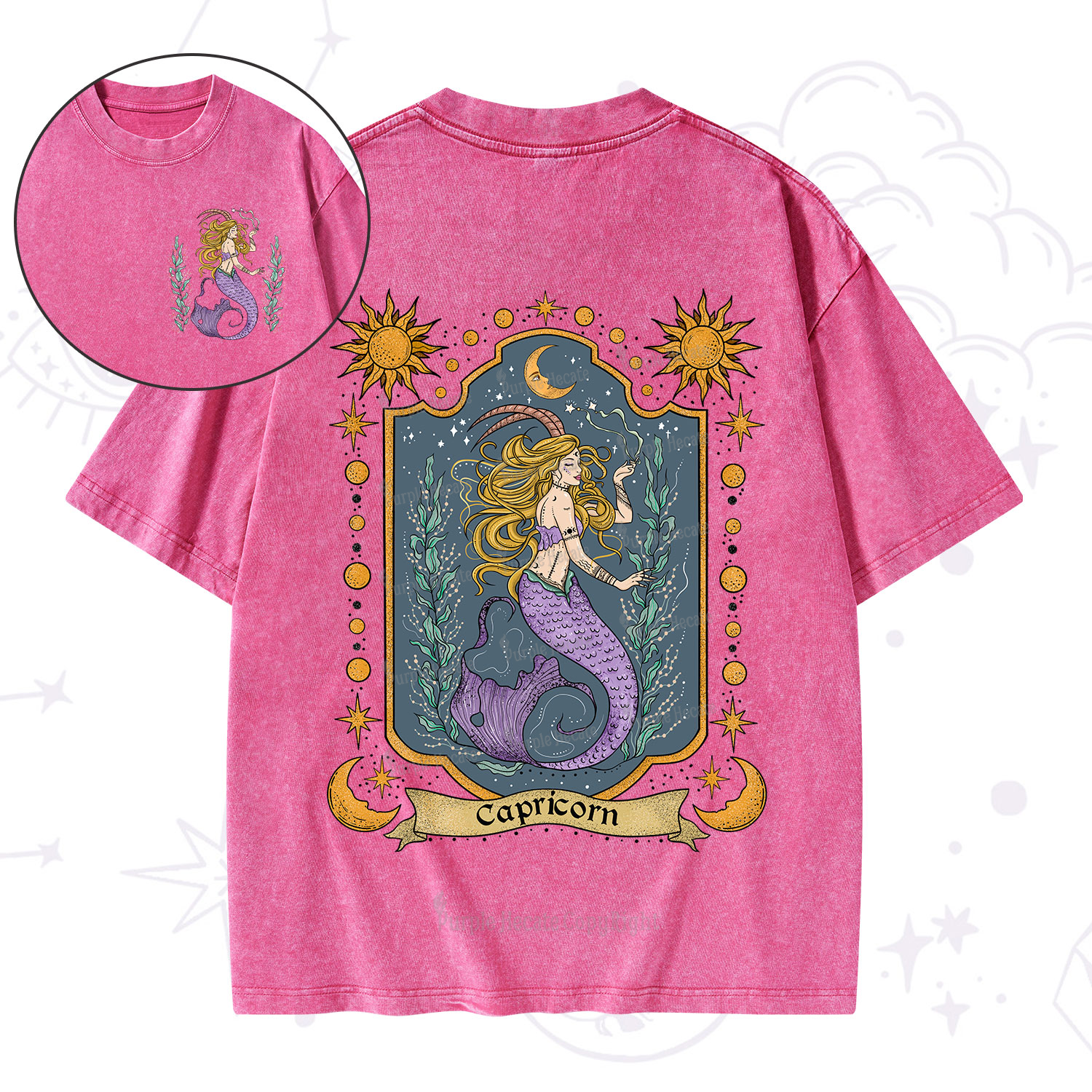 Purplehecate Capricorn Zodiac Washed T-Shirt