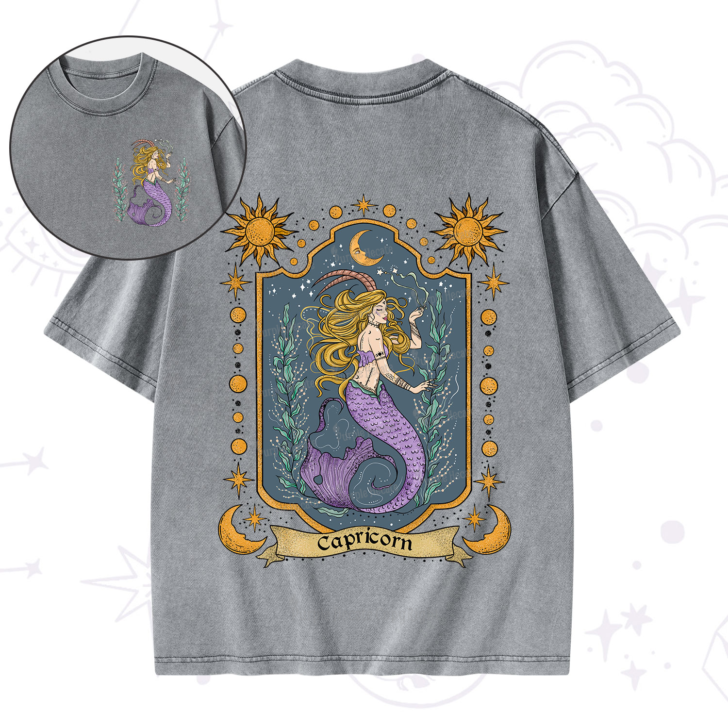 Purplehecate Capricorn Zodiac Washed T-Shirt