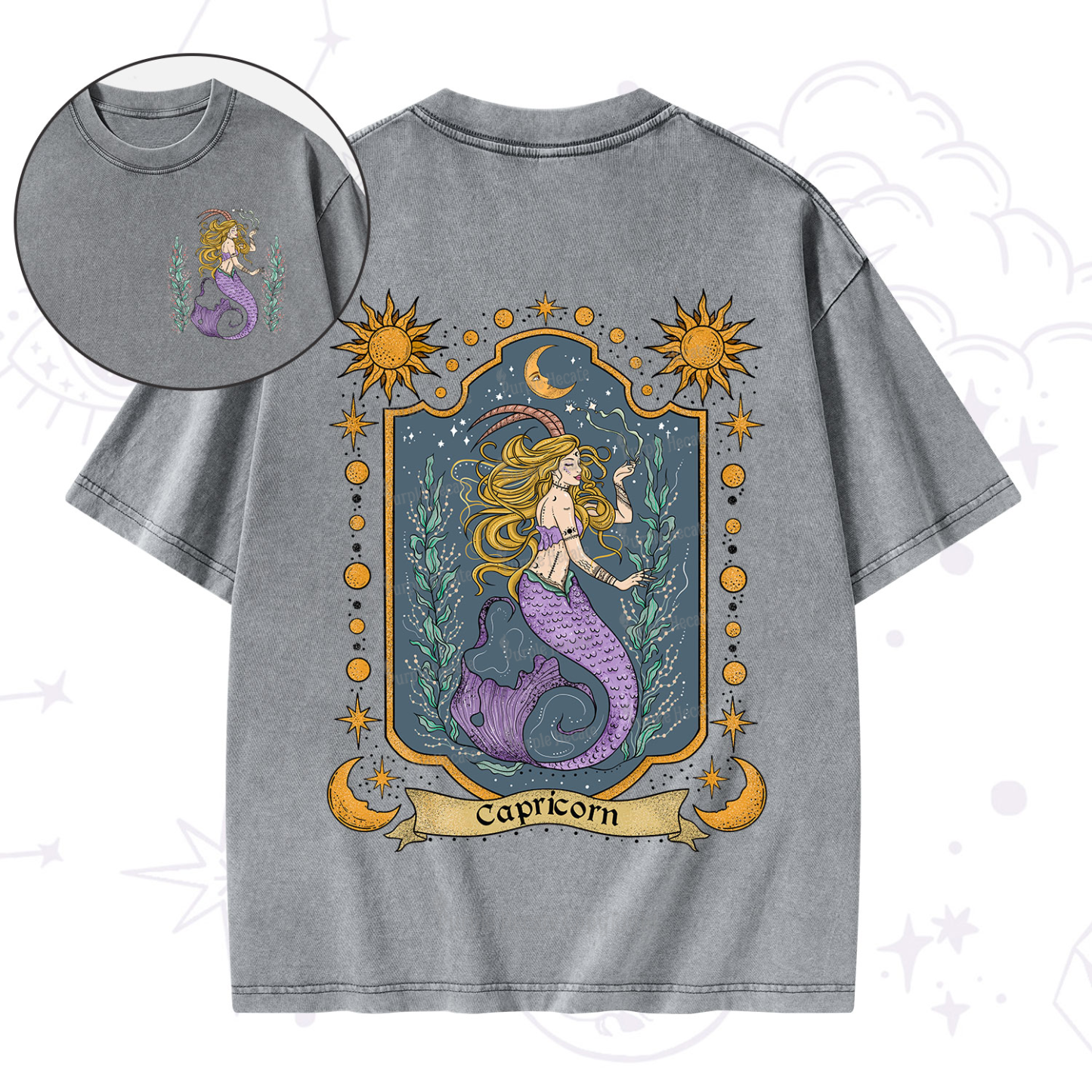 Purplehecate Capricorn Zodiac Washed T-Shirt