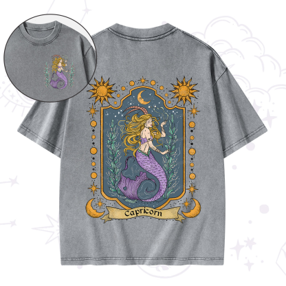 Purplehecate Capricorn Zodiac Washed T-Shirt