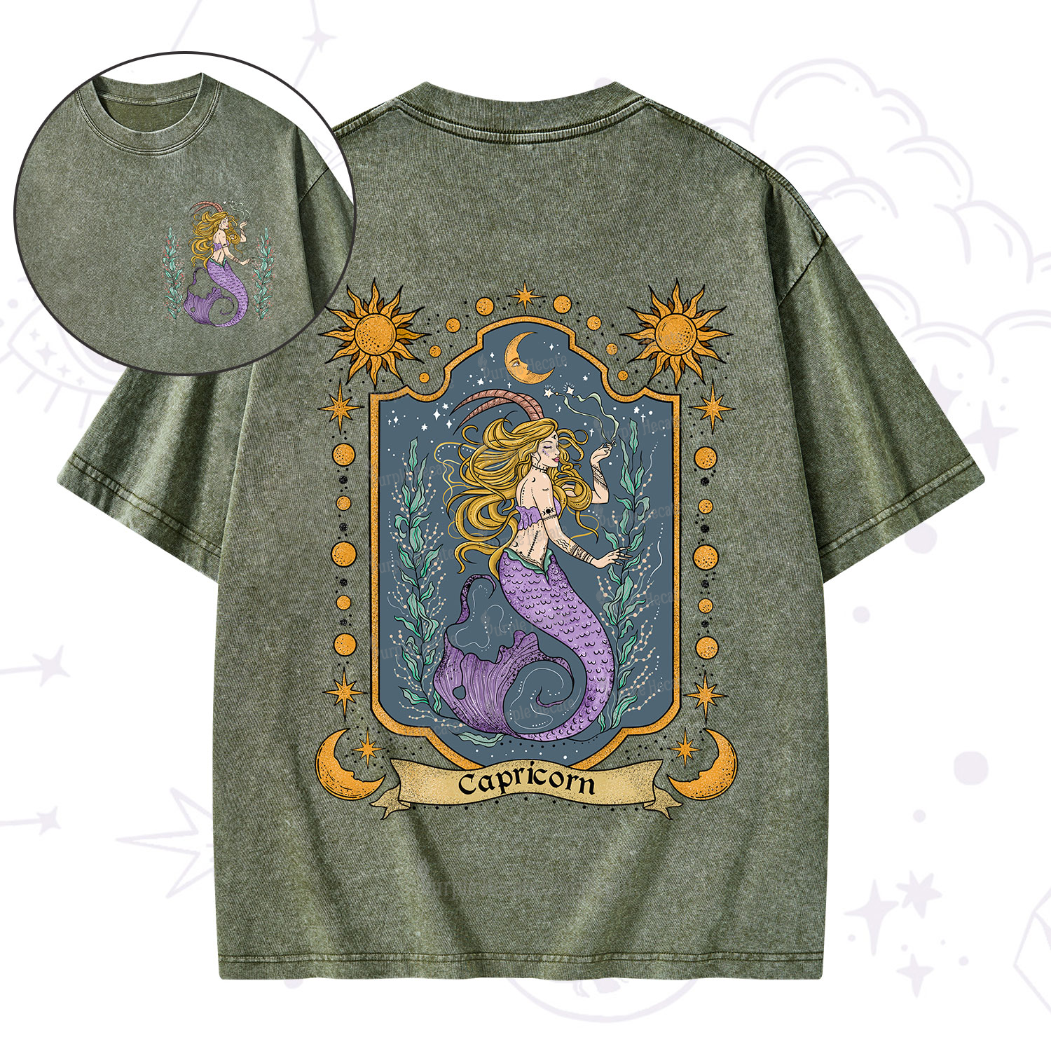 Purplehecate Capricorn Zodiac Washed T-Shirt