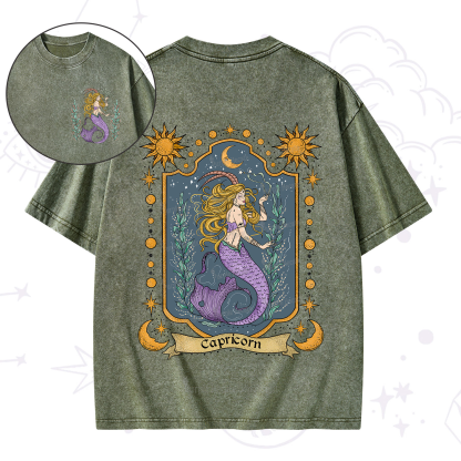 Purplehecate Capricorn Zodiac Washed T-Shirt