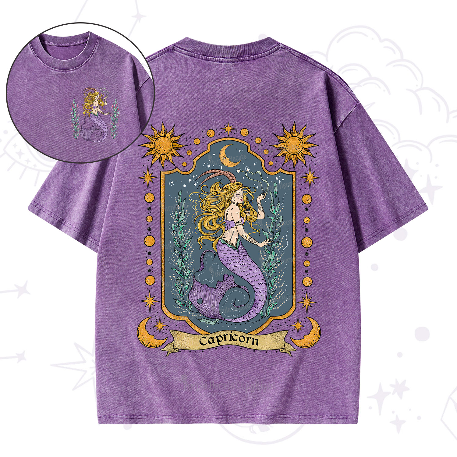 Purplehecate Capricorn Zodiac Washed T-Shirt