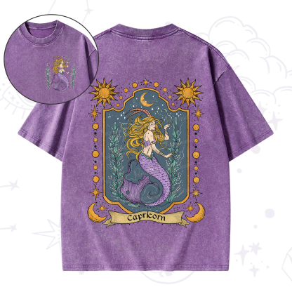 Purplehecate Capricorn Zodiac Washed T-Shirt