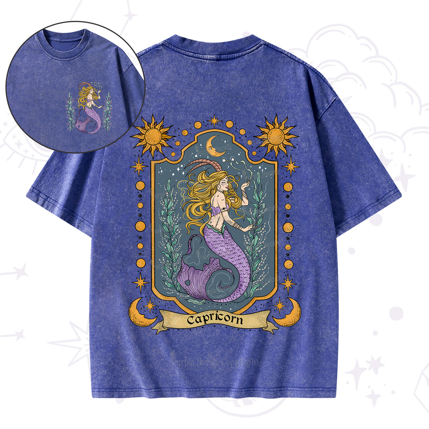Purplehecate Capricorn Zodiac Washed T-Shirt