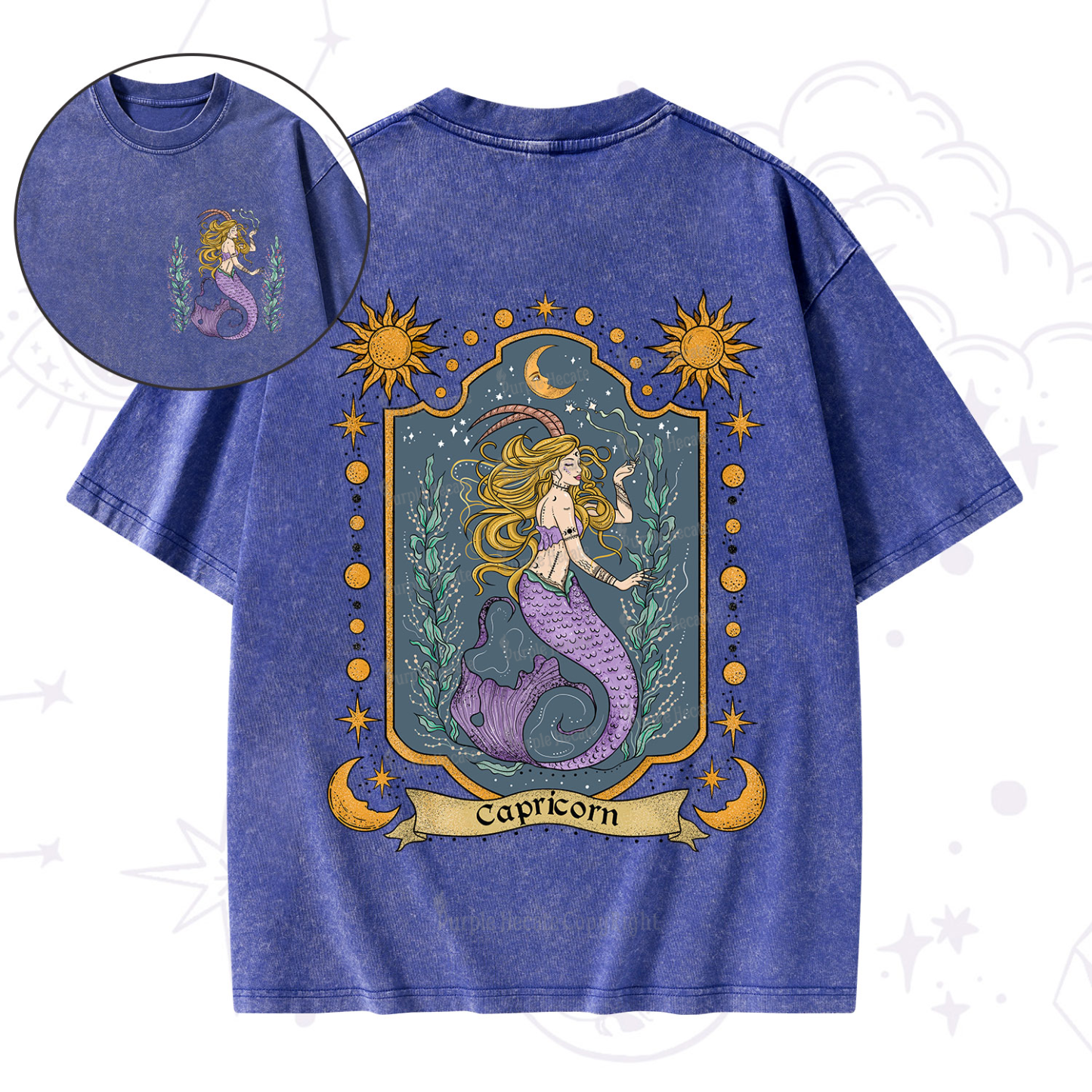 Purplehecate Capricorn Zodiac Washed T-Shirt