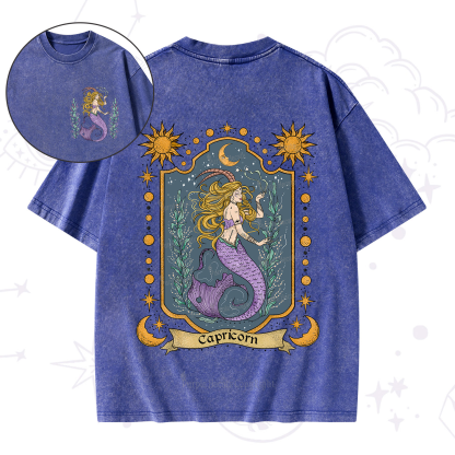 Purplehecate Capricorn Zodiac Washed T-Shirt
