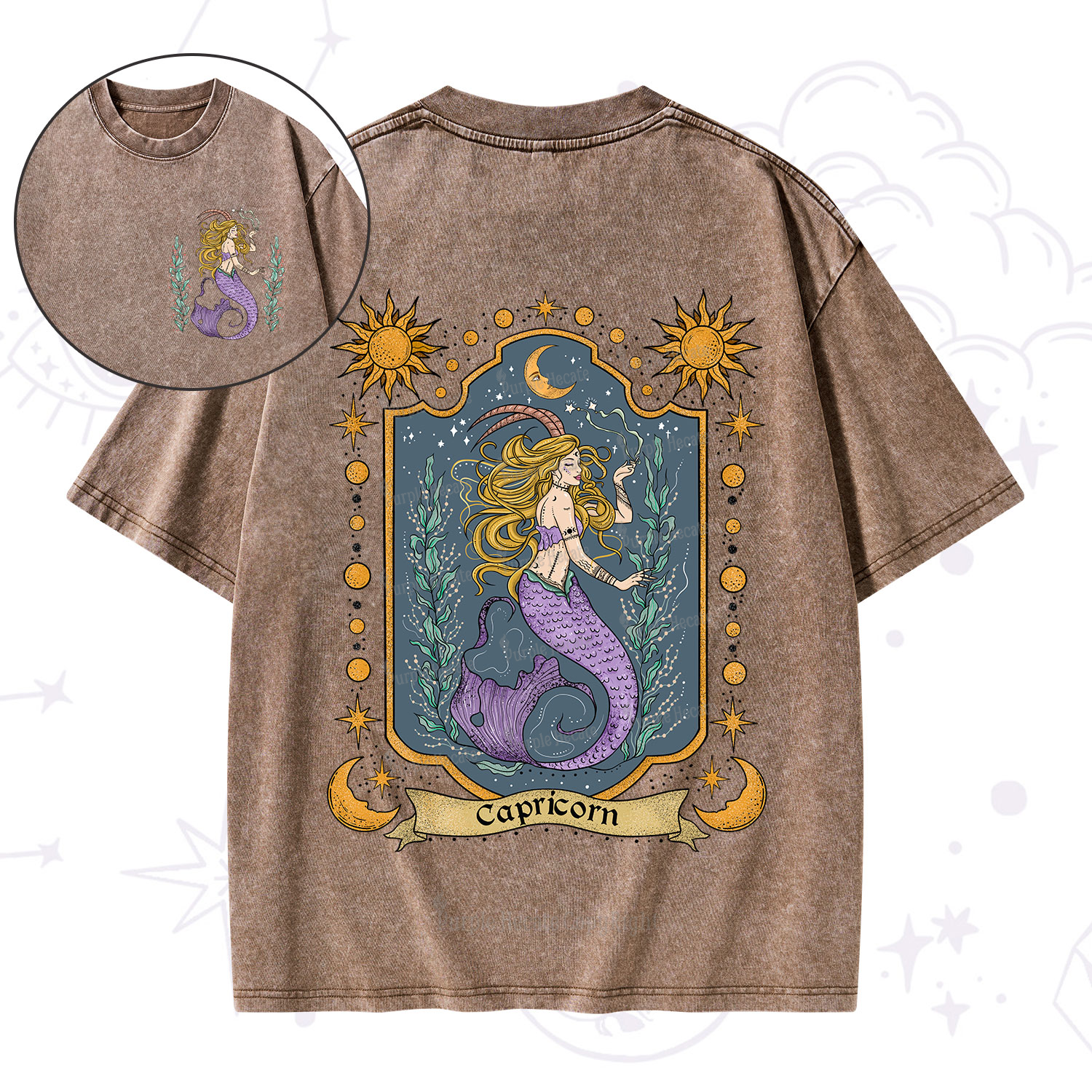 Purplehecate Capricorn Zodiac Washed T-Shirt