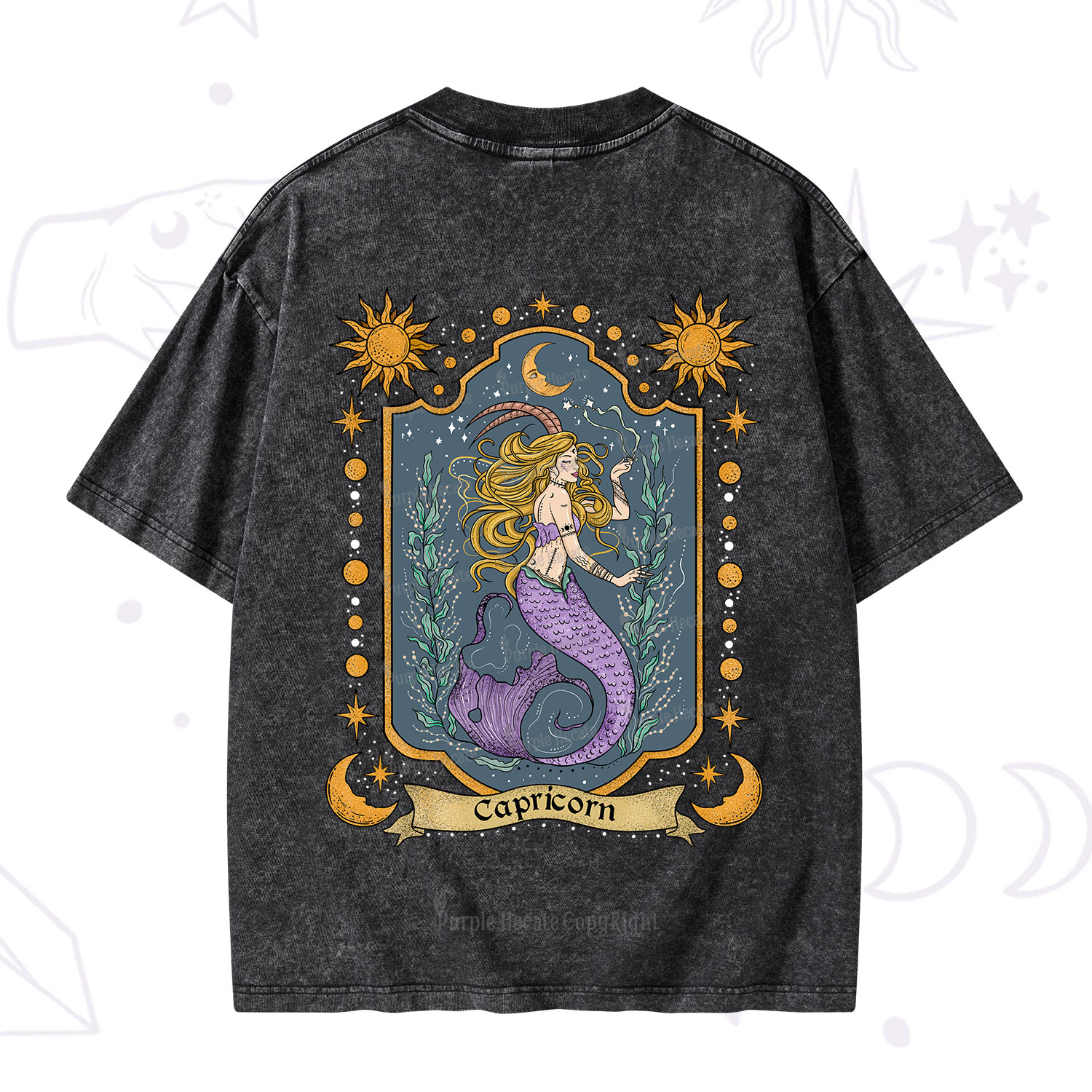 Purplehecate Capricorn Zodiac Washed T-Shirt