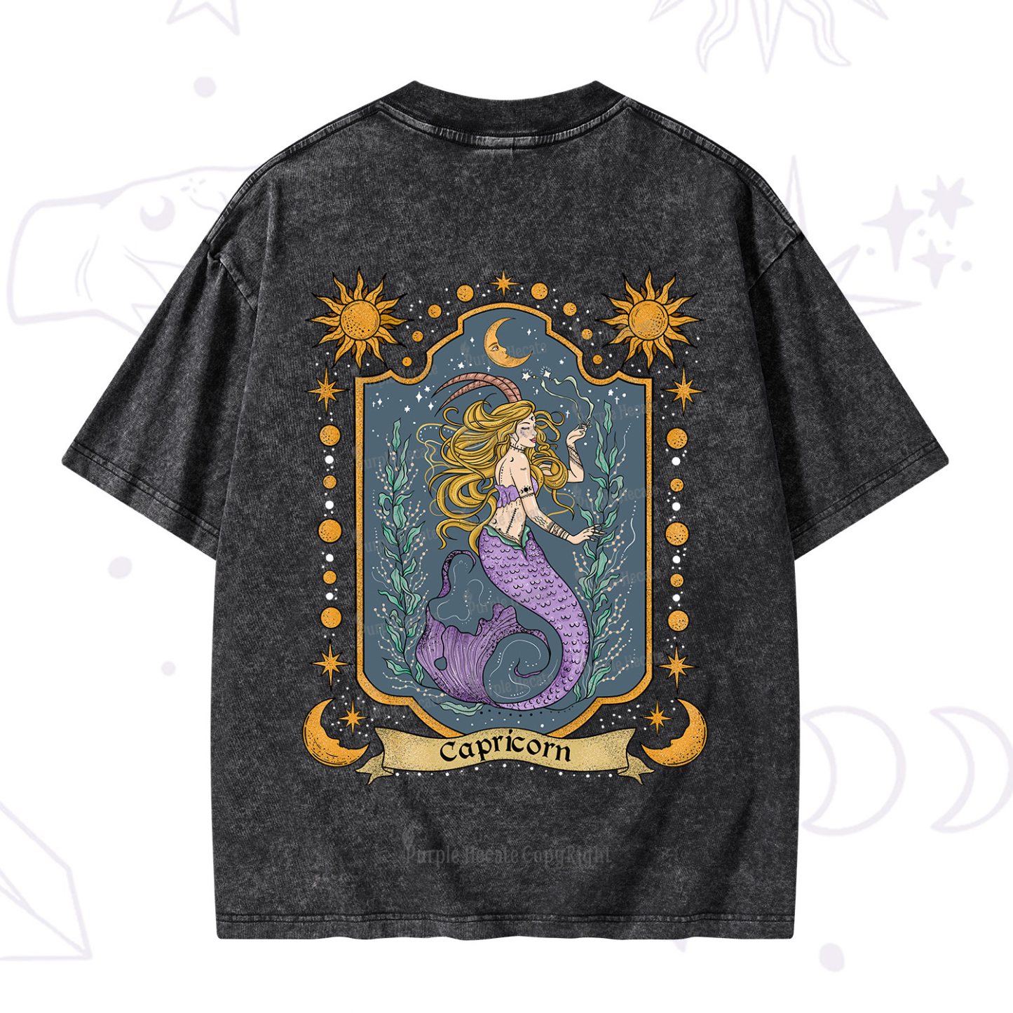 Purplehecate Capricorn Zodiac Washed T-Shirt