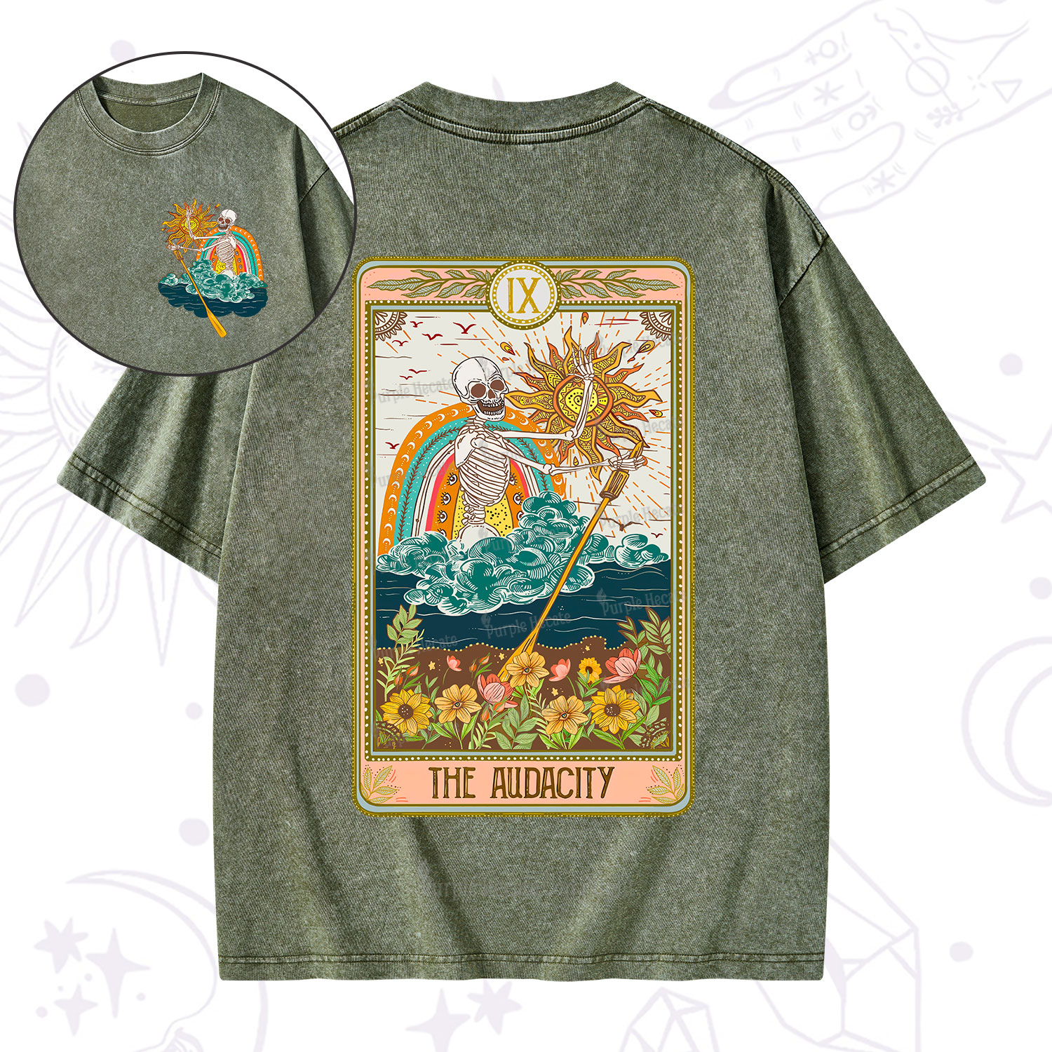 Purplehecate The Audacity Tarot Card Washed T-Shirt