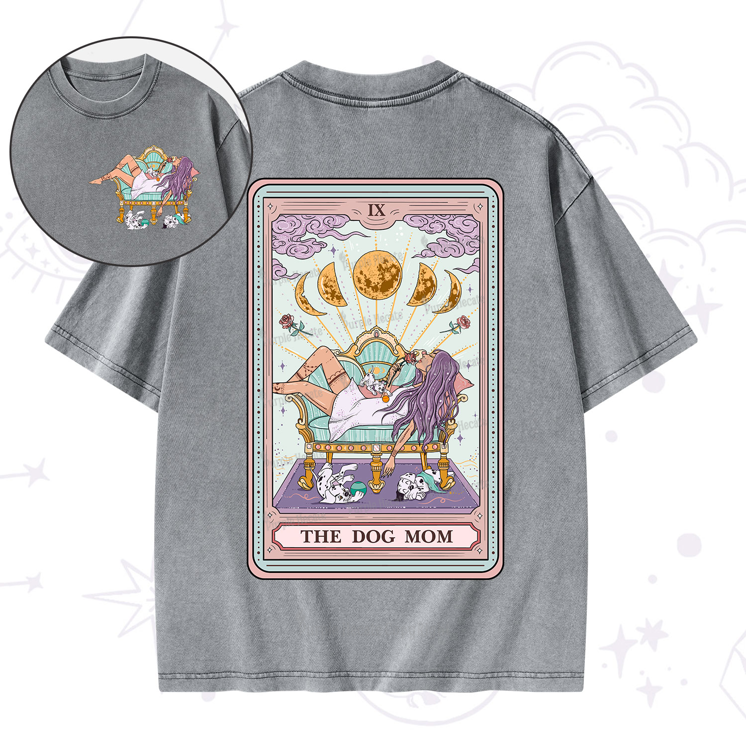 Purplehecate The Dog Mom Tarot Washed T-Shirt