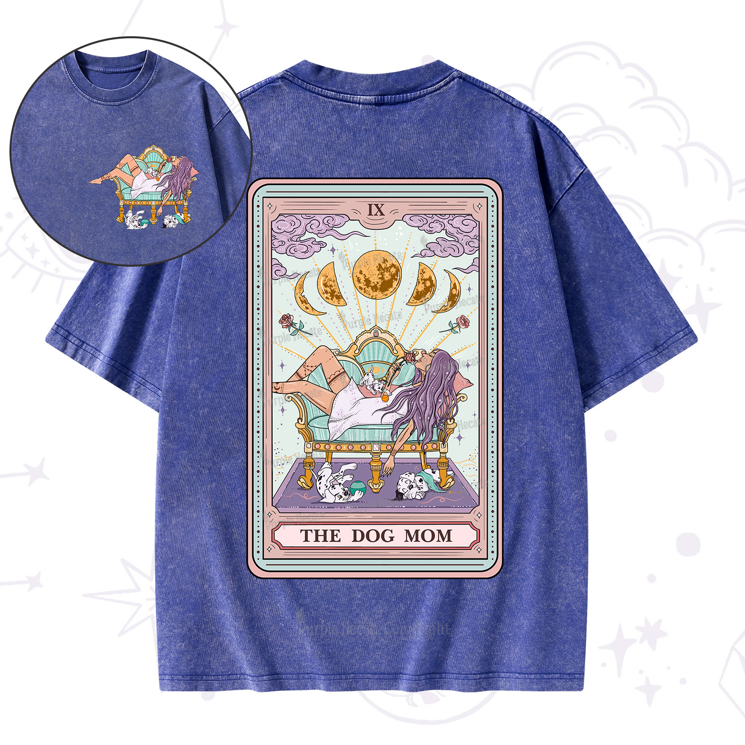 Purplehecate The Dog Mom Tarot Washed T-Shirt