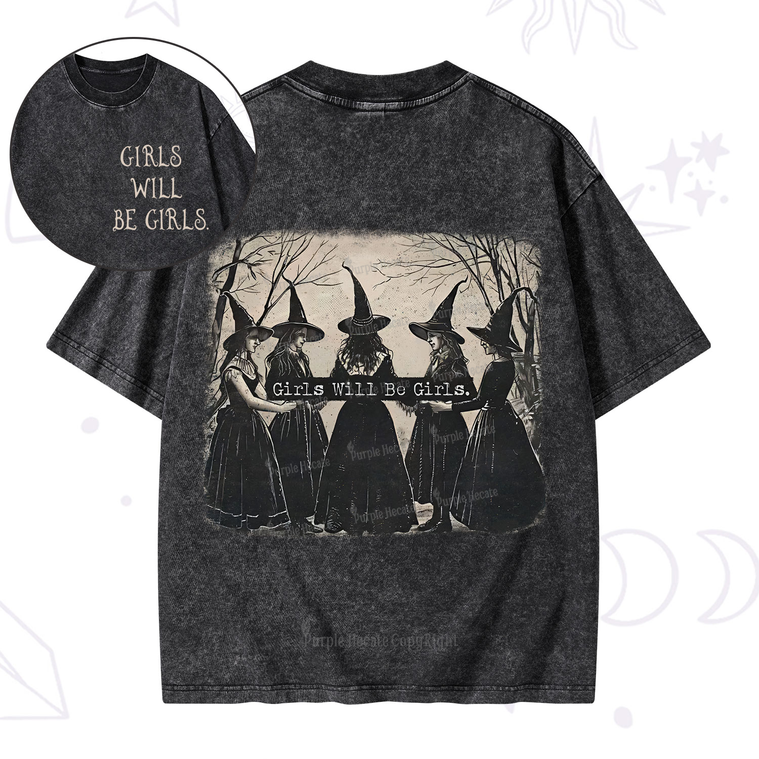 Purplehecate Girls Will Be Girls Witch Washed T-Shirt