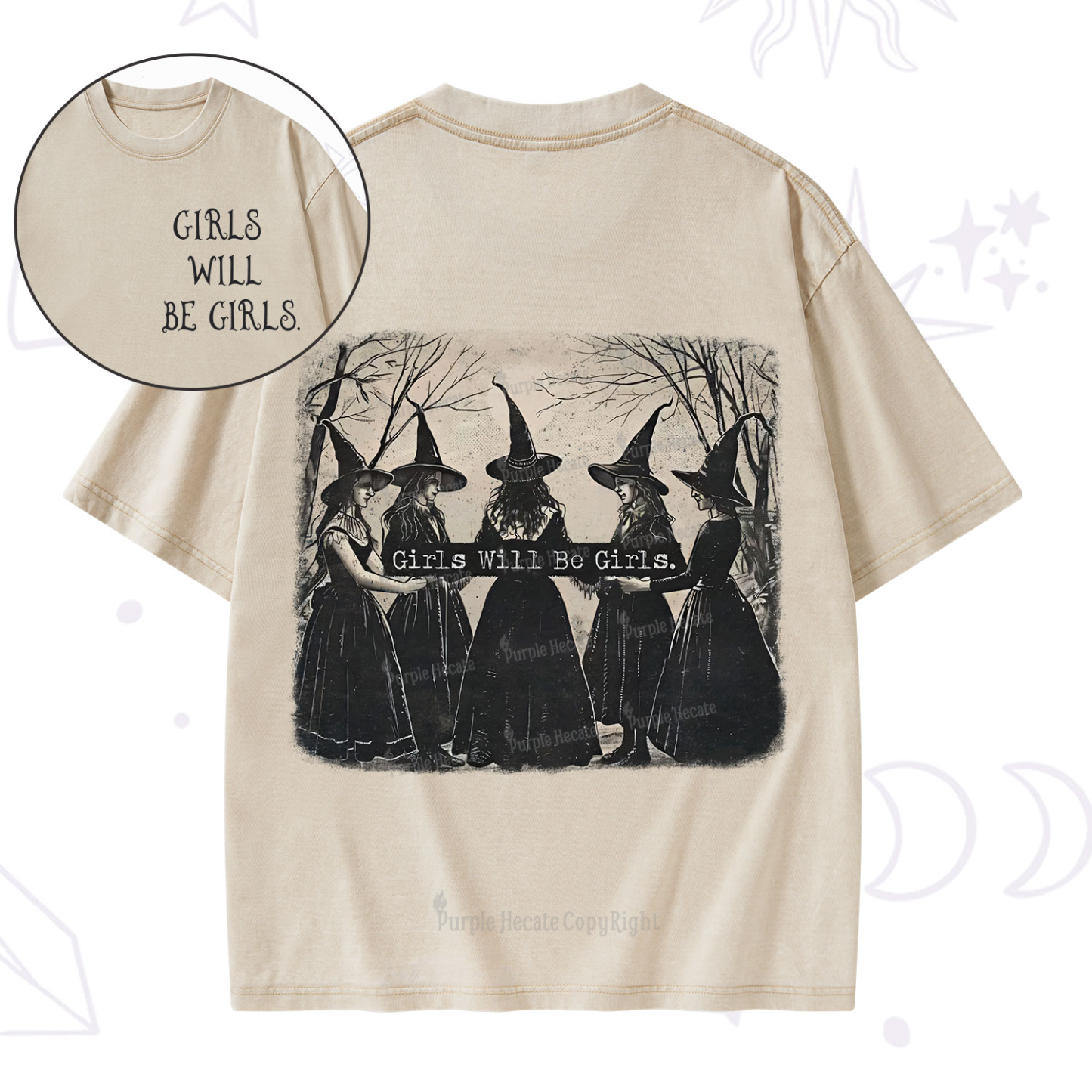 Purplehecate Girls Will Be Girls Witch Washed T-Shirt