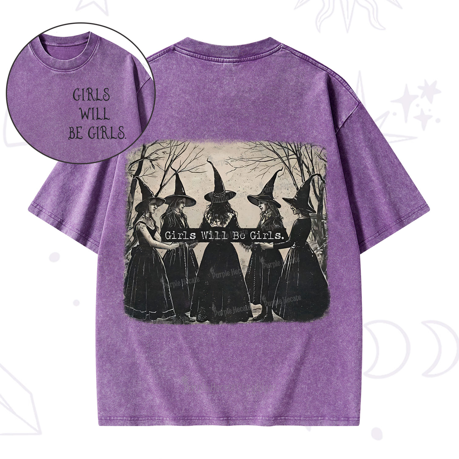 Purplehecate Girls Will Be Girls Witch Washed T-Shirt