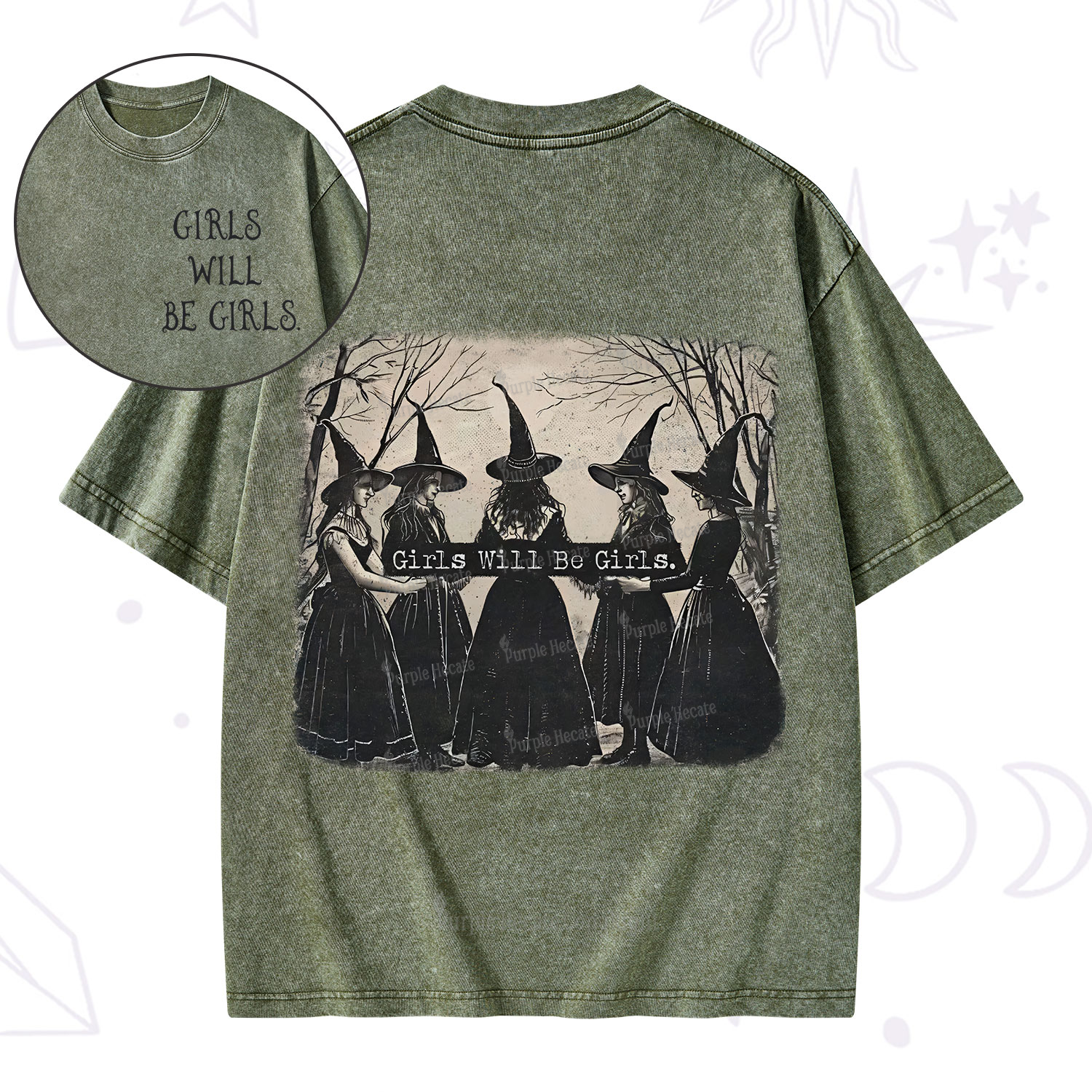 Purplehecate Girls Will Be Girls Witch Washed T-Shirt
