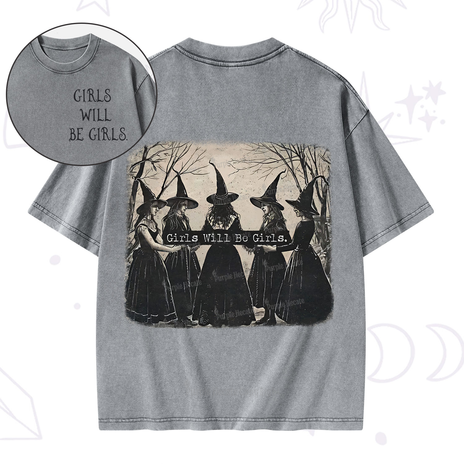 Purplehecate Girls Will Be Girls Witch Washed T-Shirt