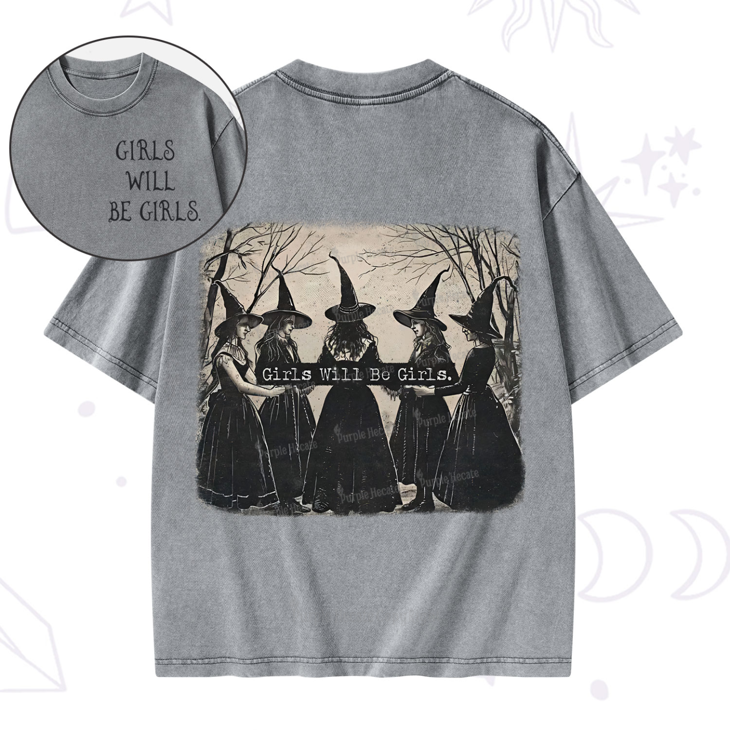 Purplehecate Girls Will Be Girls Witch Washed T-Shirt