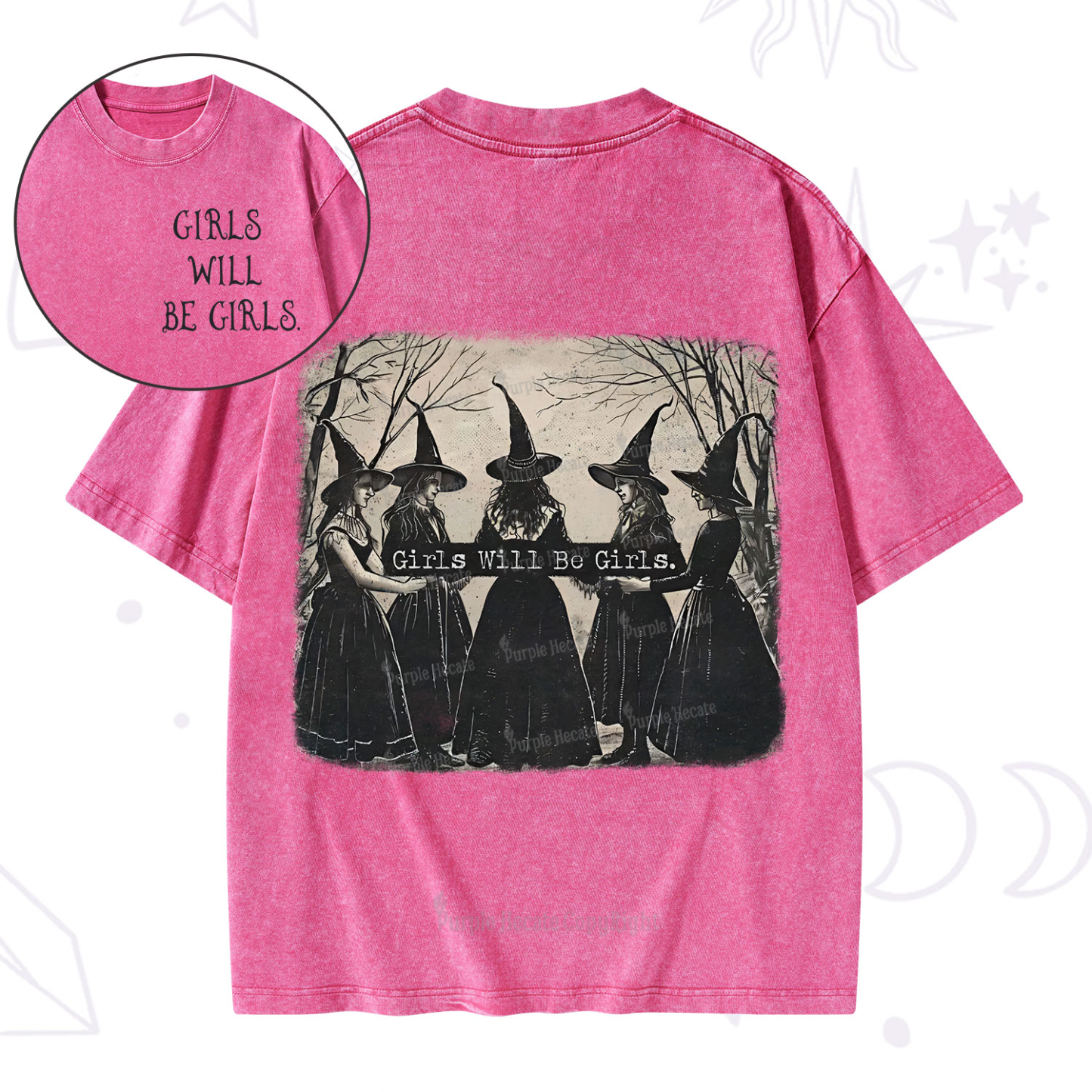 Purplehecate Girls Will Be Girls Witch Washed T-Shirt