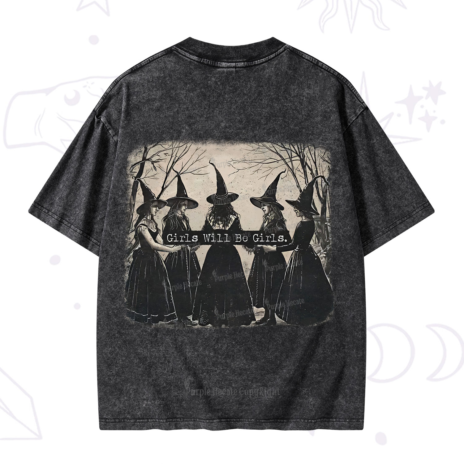 Purplehecate Girls Will Be Girls Witch Washed T-Shirt