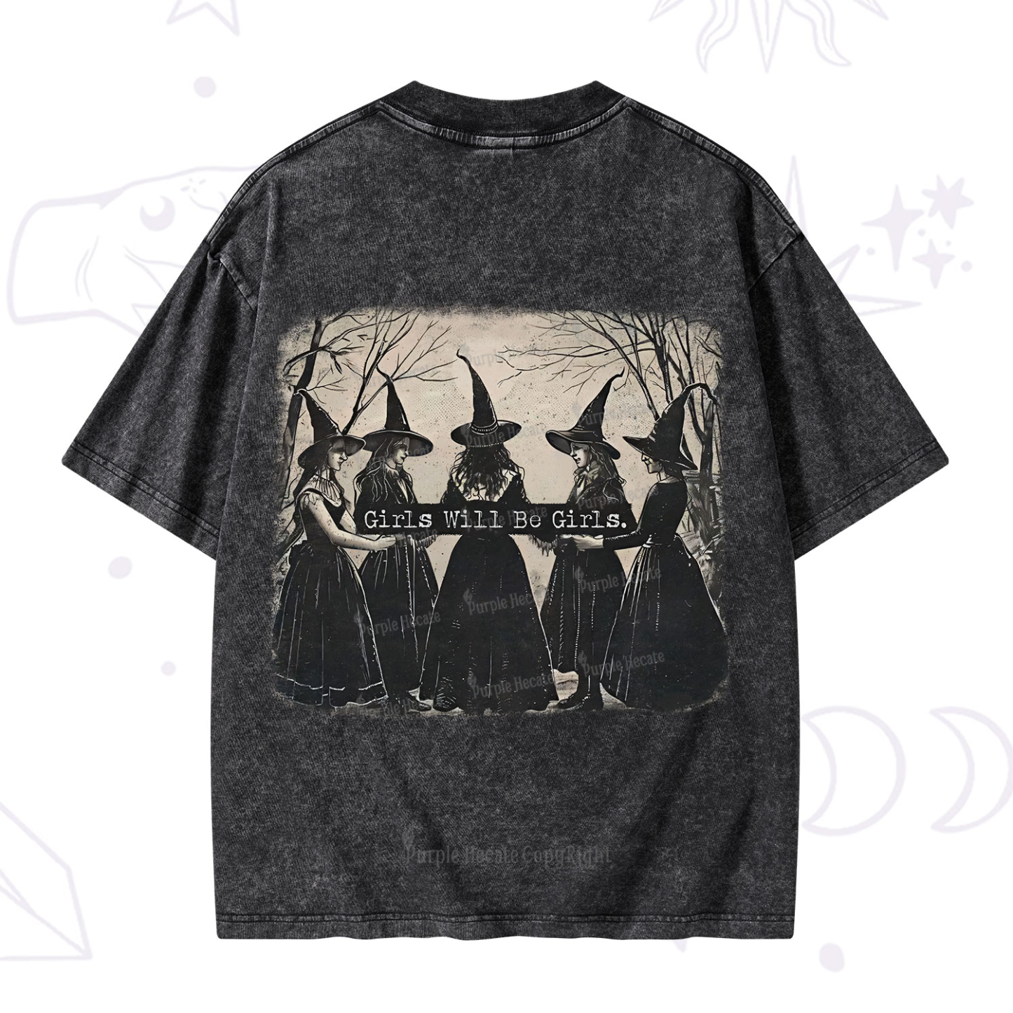 Purplehecate Girls Will Be Girls Witch Washed T-Shirt