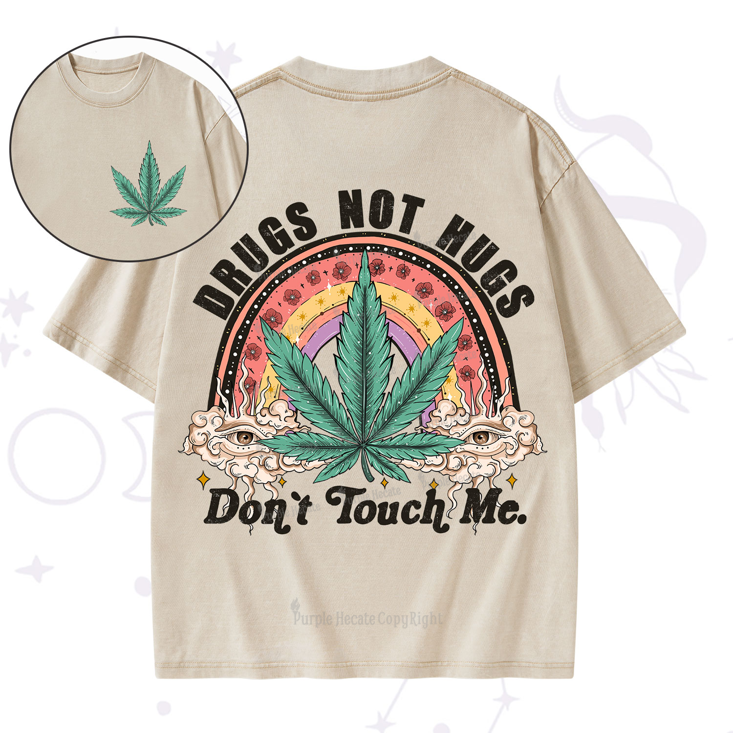 Purplehecate Drugs Not Hugs Washed T-Shirt