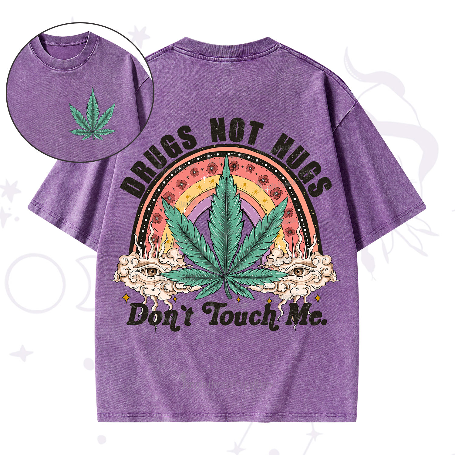 Purplehecate Drugs Not Hugs Washed T-Shirt