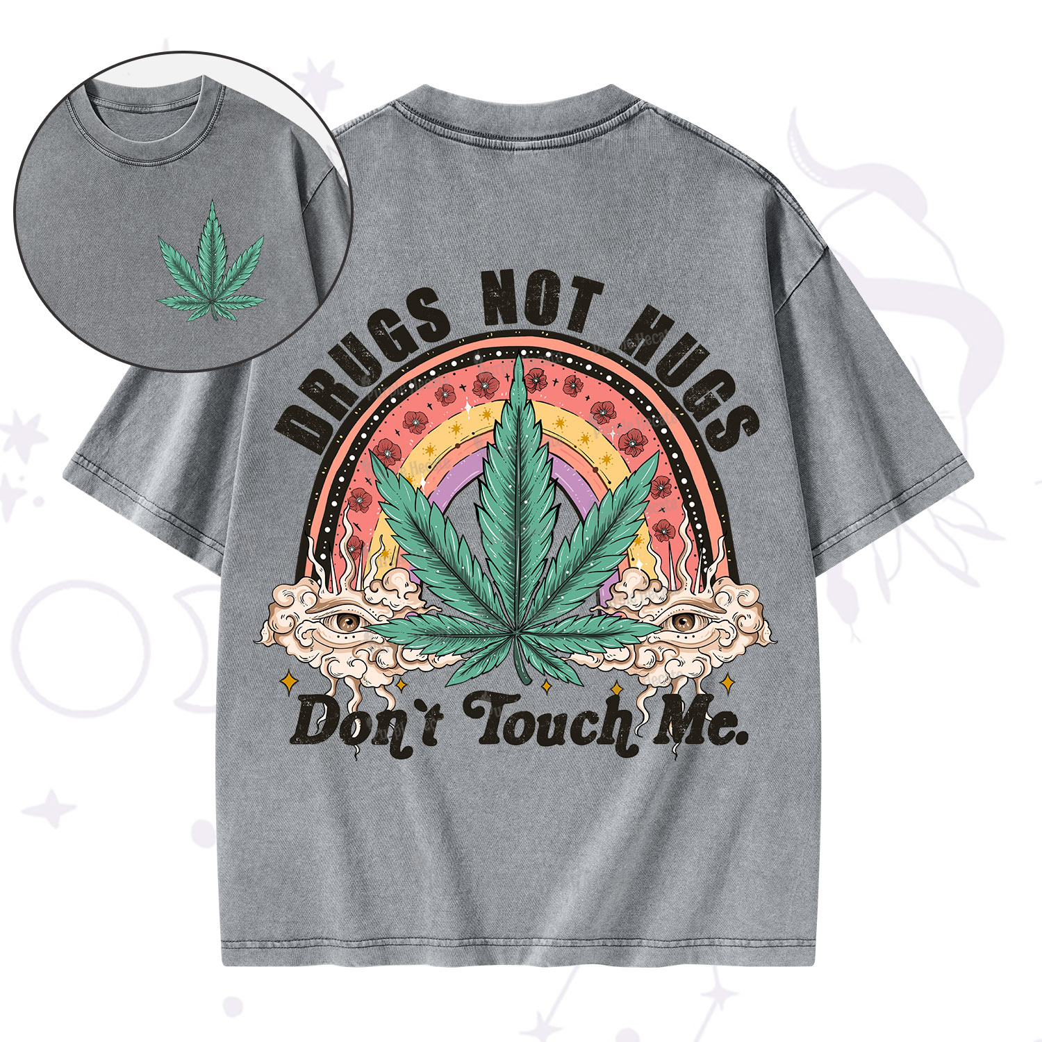 Purplehecate Drugs Not Hugs Washed T-Shirt