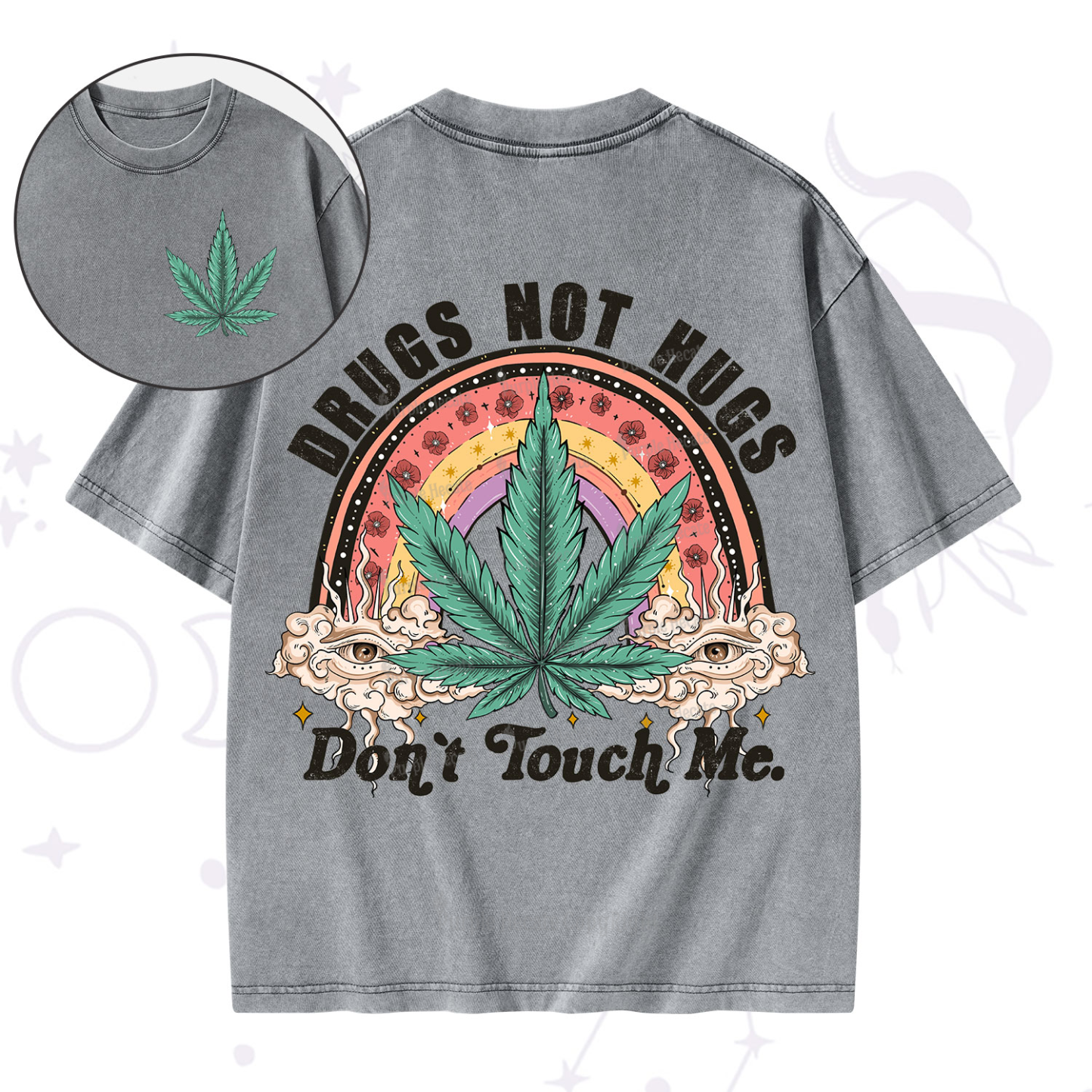 Purplehecate Drugs Not Hugs Washed T-Shirt