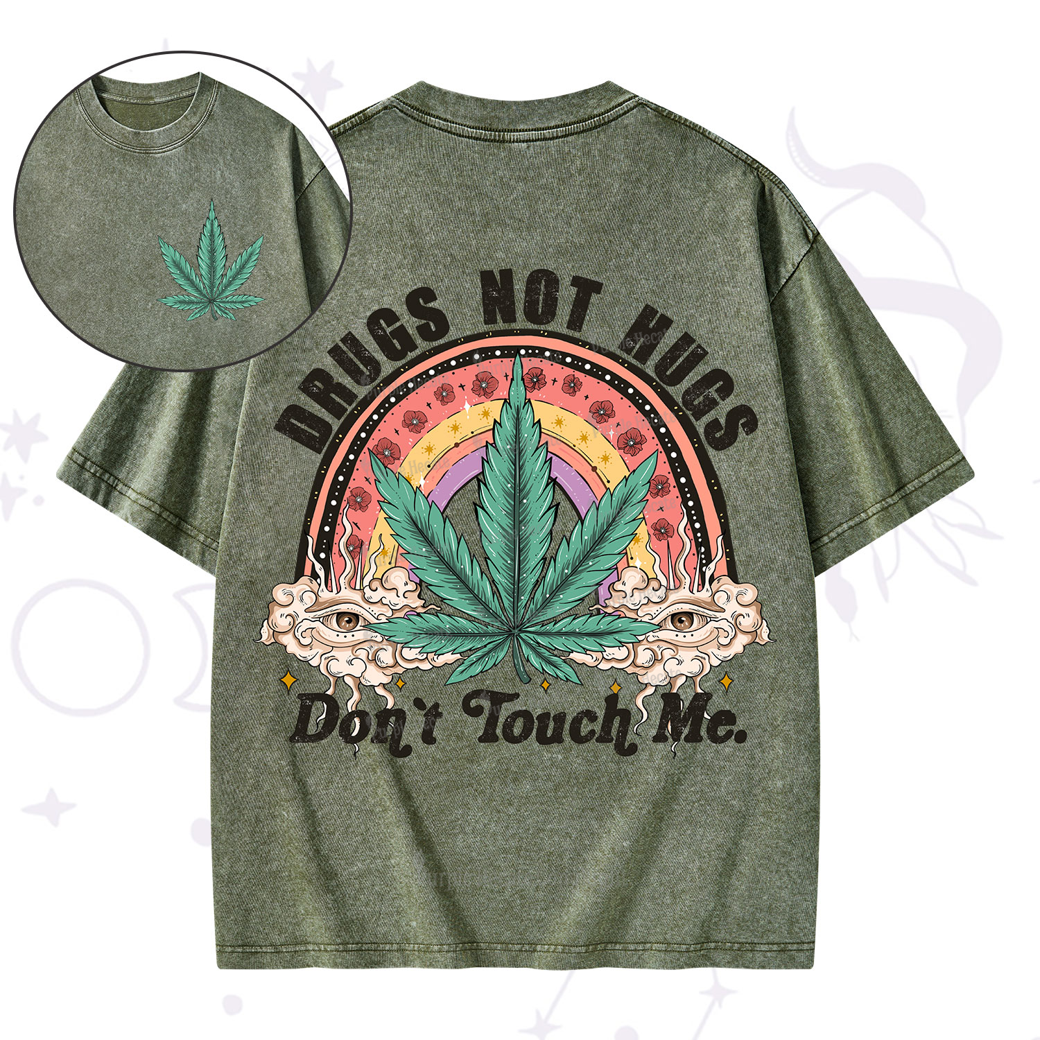 Purplehecate Drugs Not Hugs Washed T-Shirt